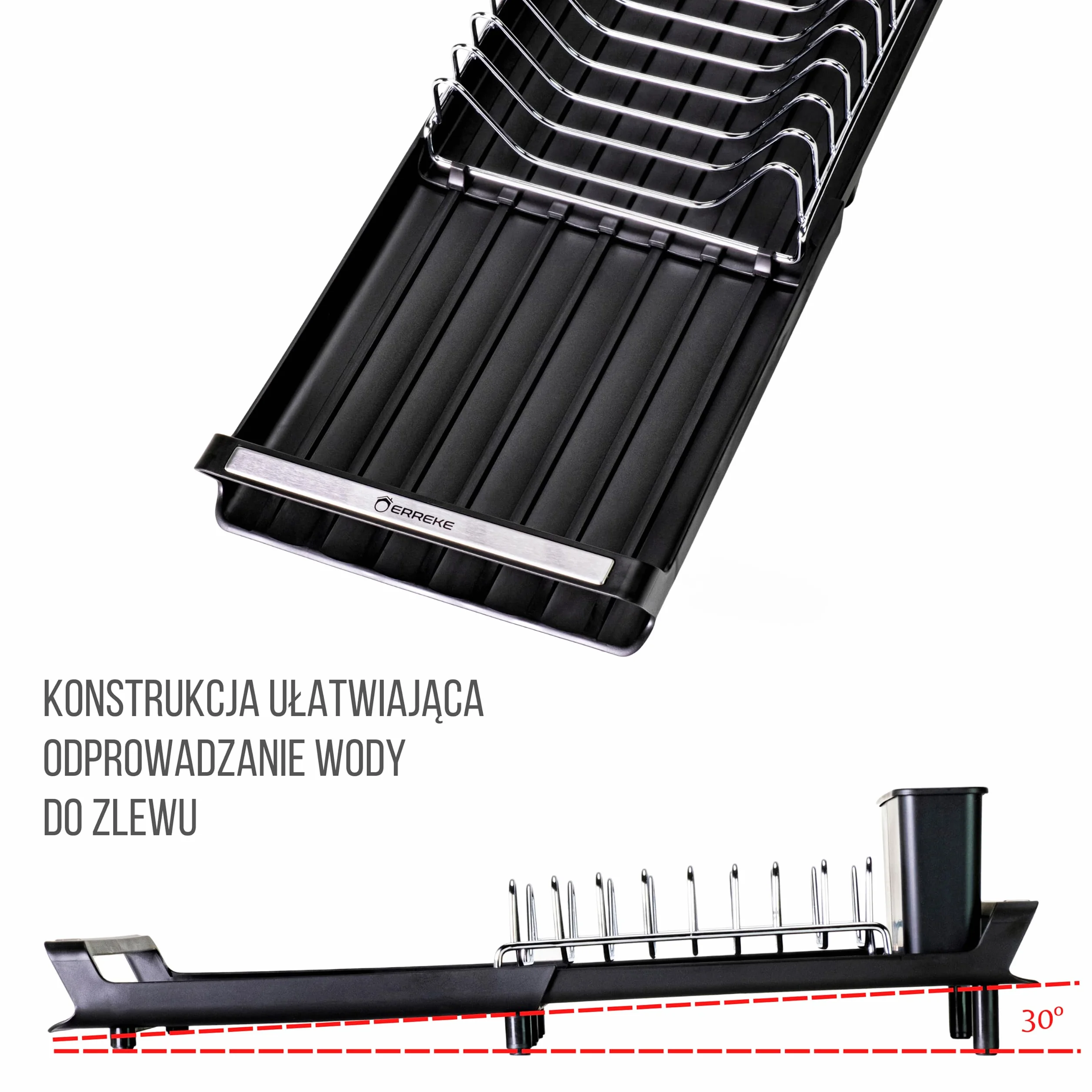 Erreke Rozsuwana Suszarka do Naczyń 28-47 cm Czarna Ociekacz
