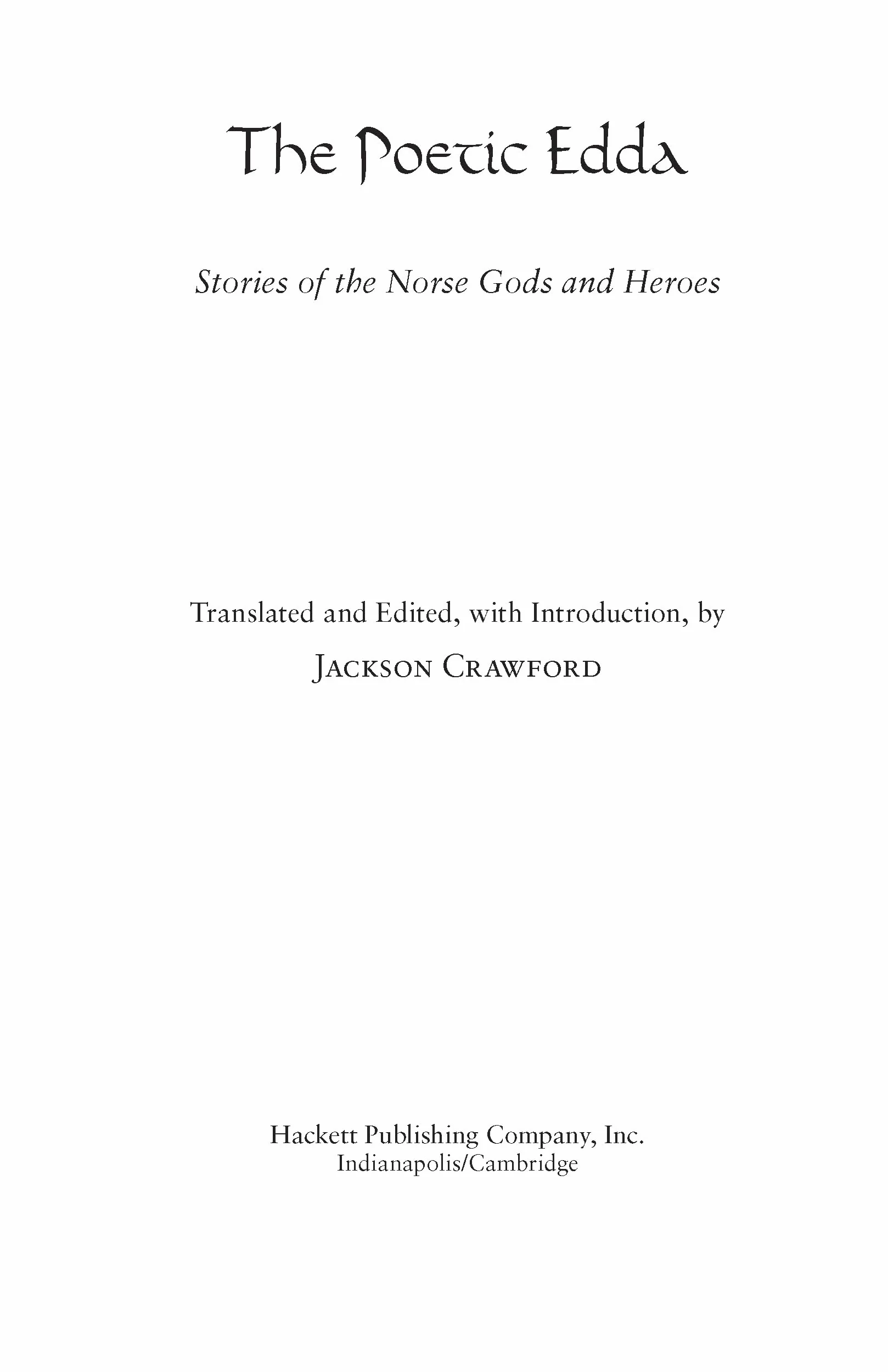The Poetic Edda: Stories of the Norse Gods and Heroes