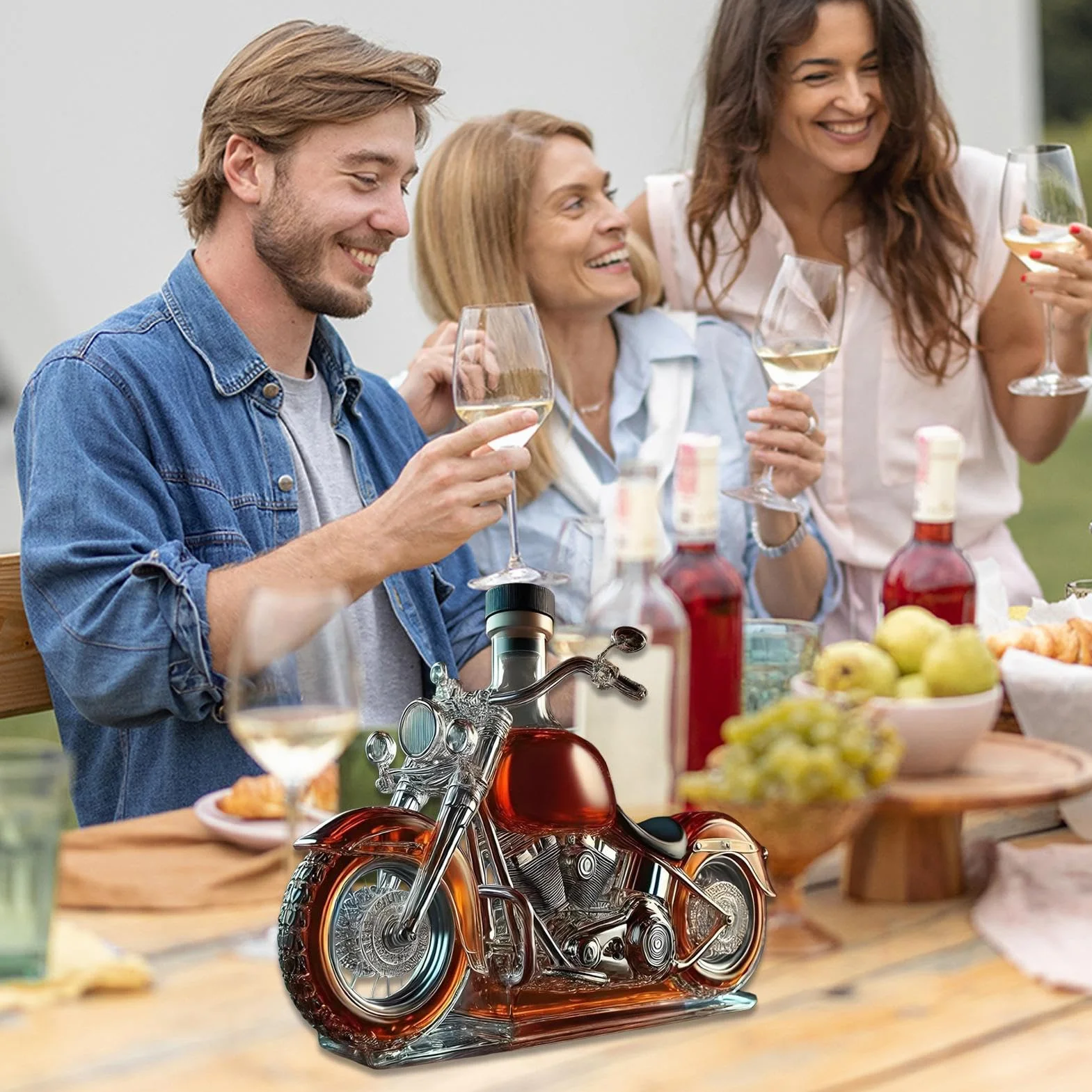 Karafka do wina szklany napowietrzacz alkoholu motocykl vintage butelka na napoje