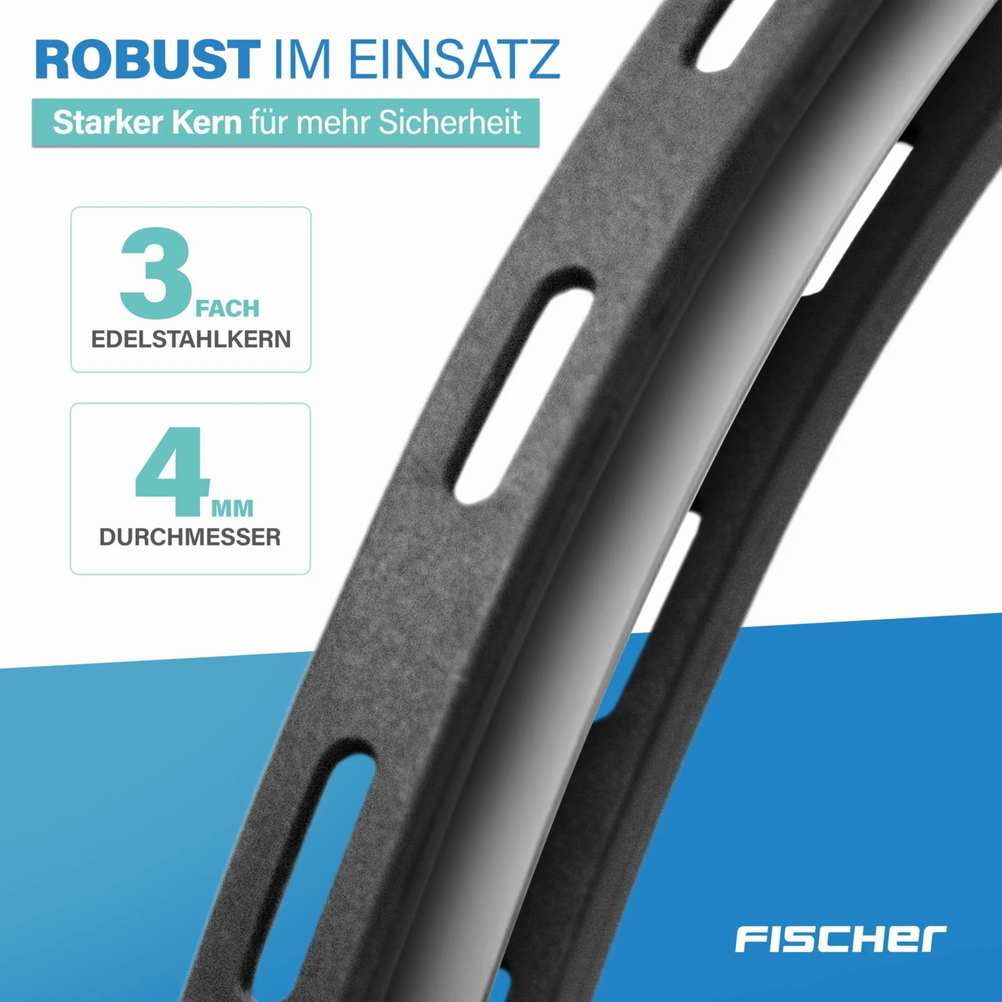 FISCHER Zamek rowerowy, specjalny zamek z zamkiem szyfrowym, do roweru, kasku lub jazdy na nartach, czarny, długość: 53 cm