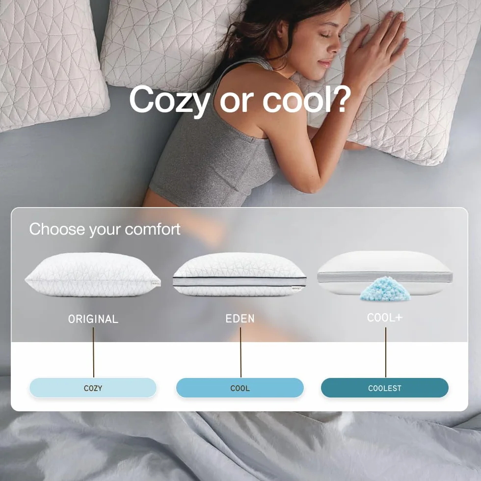 Coop Home Goods Poduszka Eden - Ultra Tech pokrowiec z klinem - regulowane wypełnienie funkcje chłodzący i hipoalergiczny żel oraz pianka zapamiętująca kształt pyłu diamentowego z wypełnieniem z
