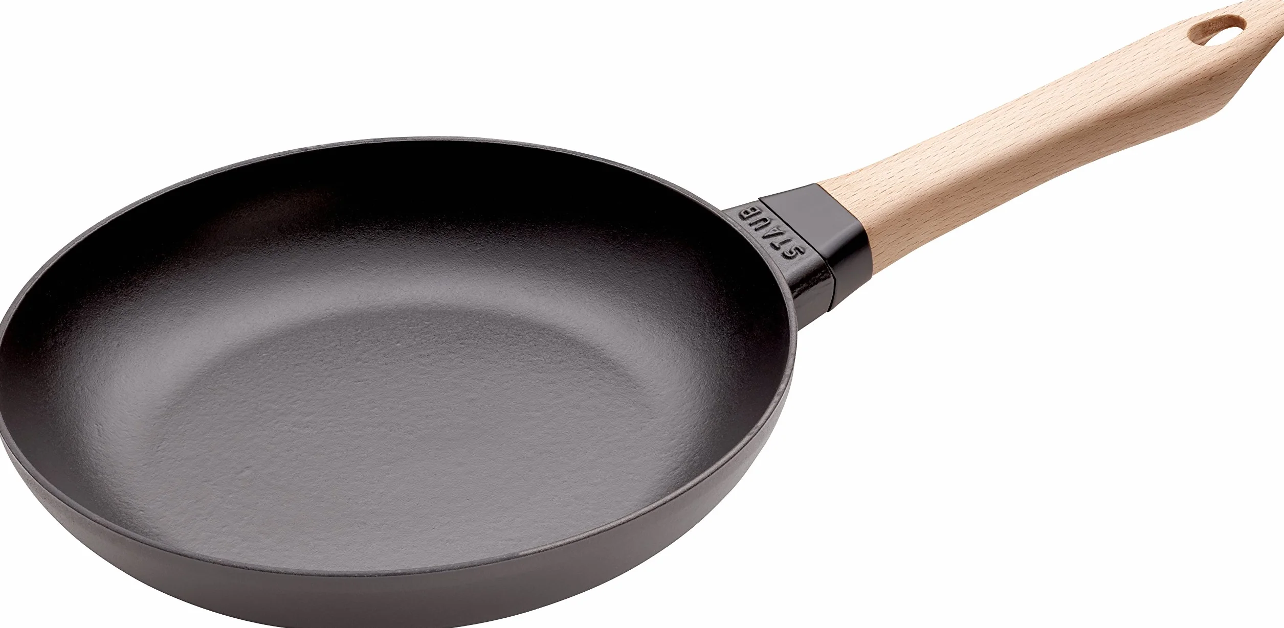 STAUB Gusseisen Pfanne mit Holzgriff, Induktionsgeeignet, 24 cm, Schwarz