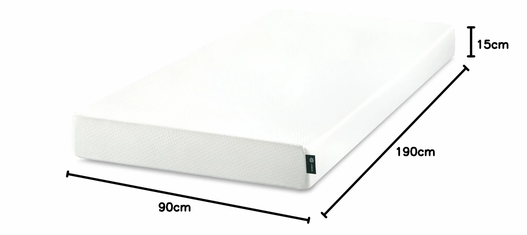 Zinus Materac piankowy, Memory Foam, biały, pojedynczy