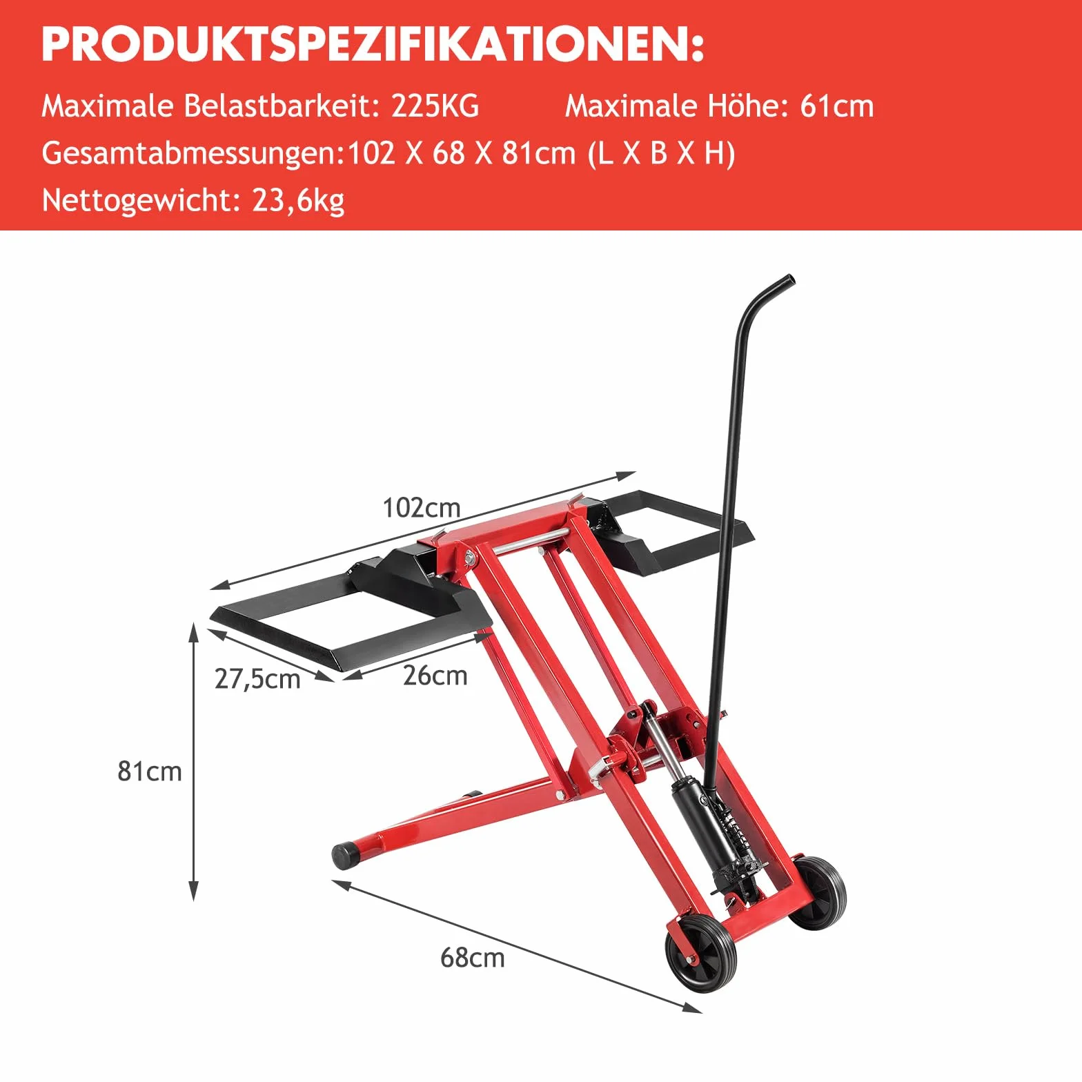 Podnośnik do kosiarki z siedziskiem, regulacja wysokości do 225 kg, hydrauliczny podnośnik do traw, metal, pomoc w czyszczeniu kosiarek