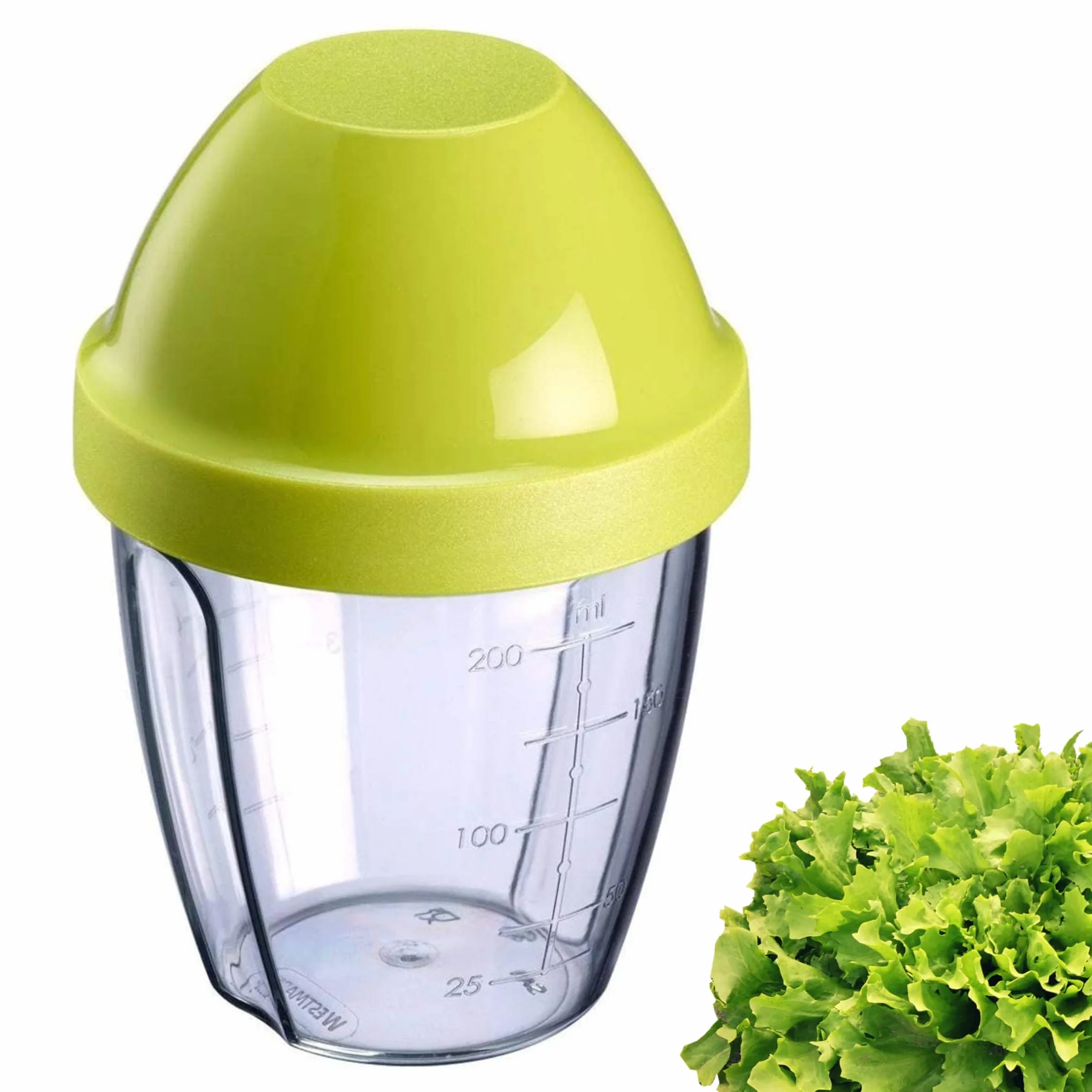 Westmark Kubek do miksowania i shaker z wyjmowaną nakładką mieszającą, Pojemność: 0,25 l, Wysokość: 12,8 cm, Tworzywo sztuczne, BPA-free, Mix-Ei, Kolor: Przezroczysty/Zielony, 3089227A