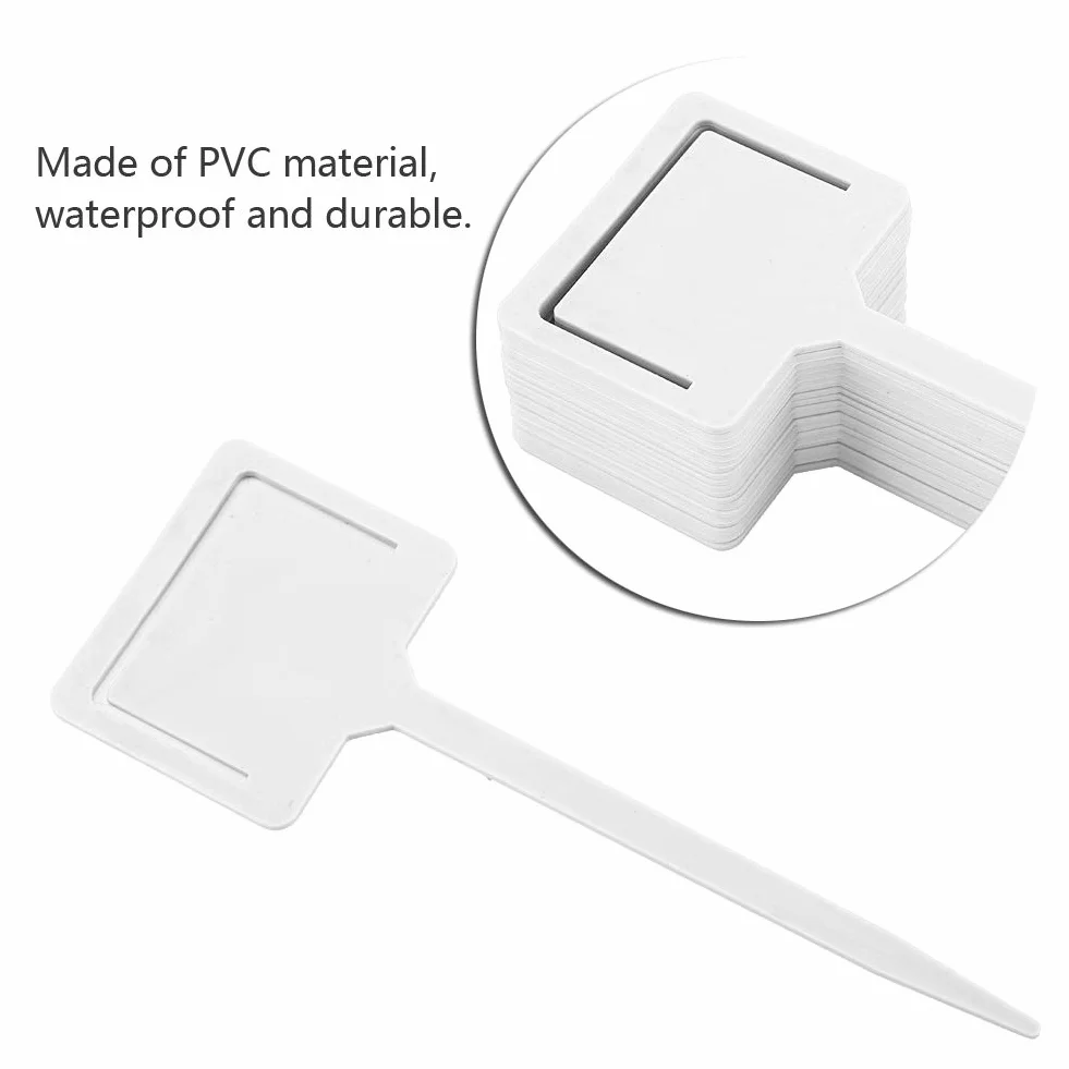 20 szt. Trwałe Etykiety z PVC dla Roślin Ogrodowych do Szkółki Kwiatów z Palikami, do Narzędzia Przechowywania Nasion w Ogrodzie, Rozpoznawania Odmian Roślin (WHITE)