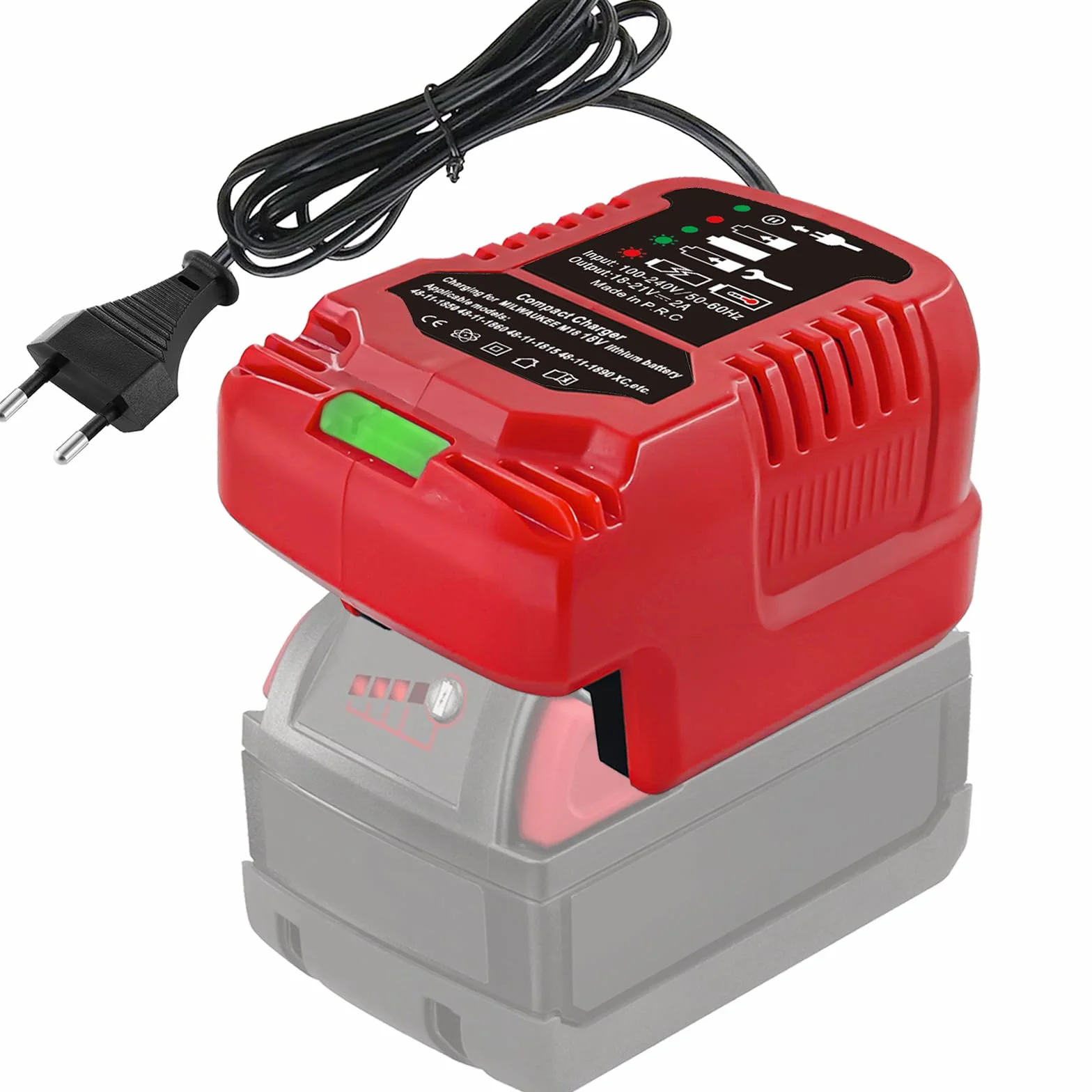 TPDL Mini ładowarka do akumulatora Milwaukee 18 V M18, M18, zapasowa ładowarka kompatybilna z Milwaukee 18V 48-11-1850 48-11-2401 48-11-1890 (z wyświetlaczem LED)
