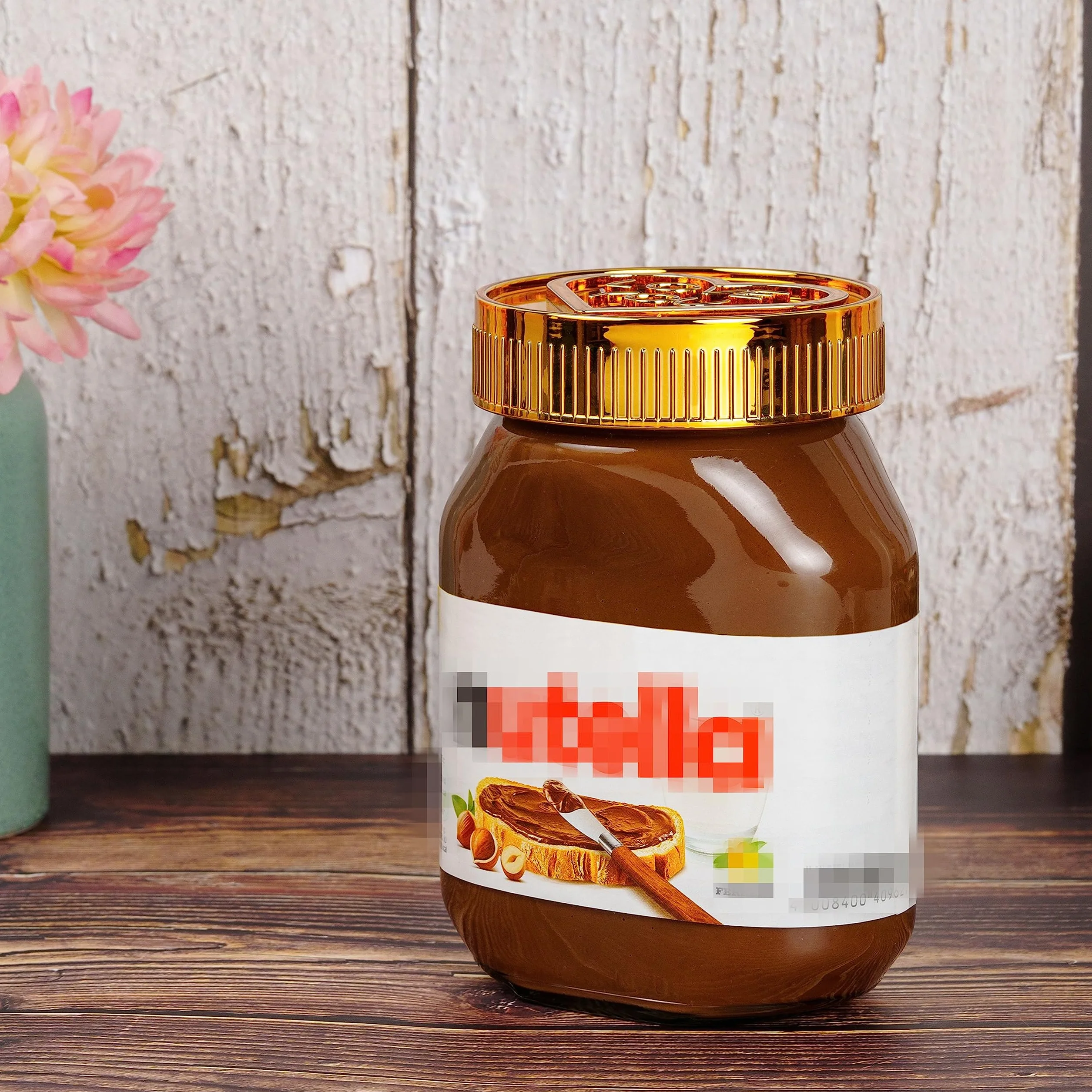Pokrywka prezentowa LOVE YOU złota do słoika Nutella 600 g
