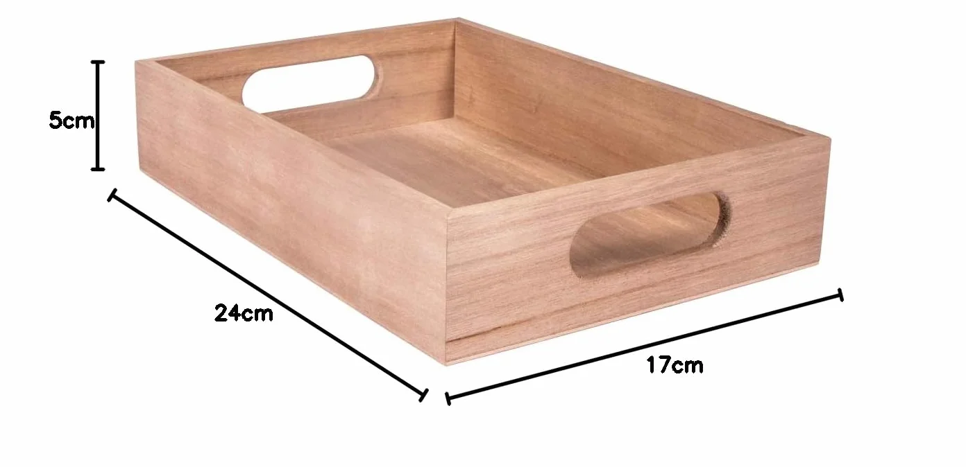 Rayher Drewniana taca, mała taca, 24 x 17 x 5 cm, z uchwytami, drewno topolowe, certyfikat FSC, naturalne, mała taca do serwowania, taca dekoracyjna, 62958505