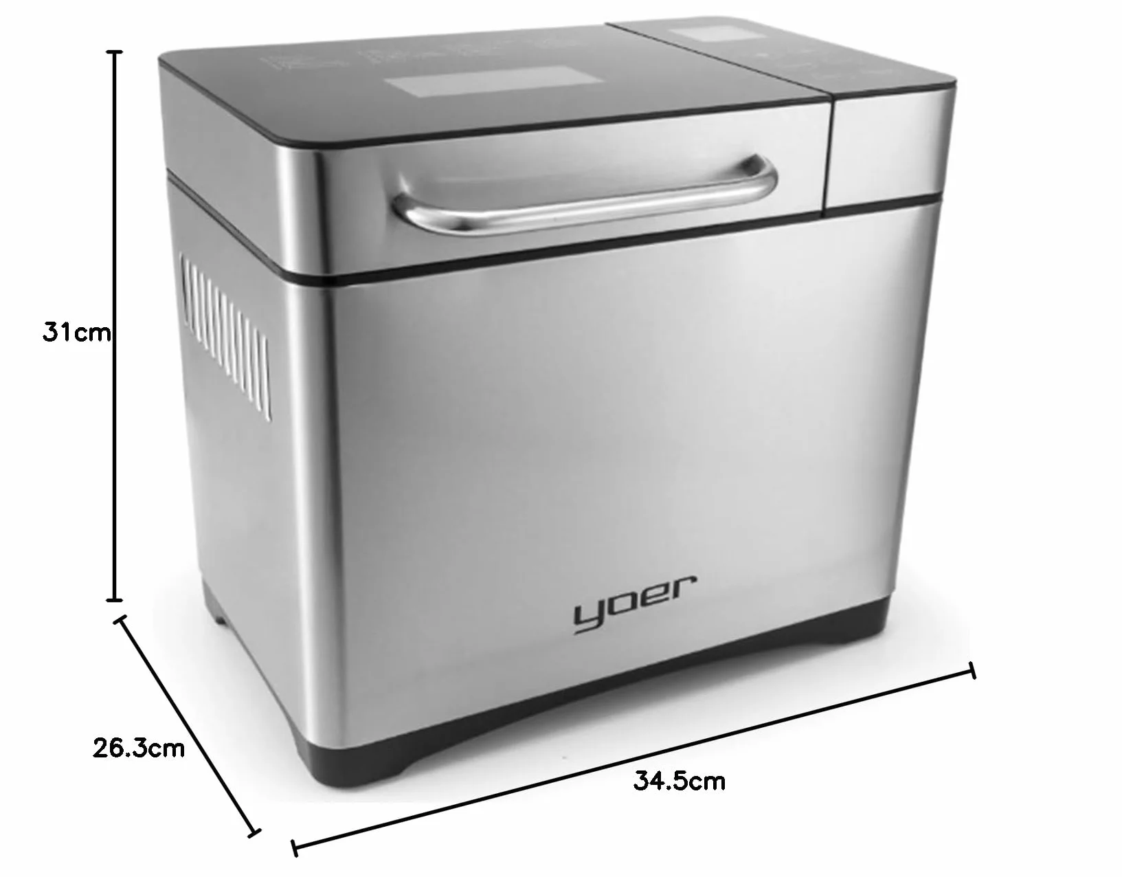 Yoer Baker BM01S, Wypiekacz do chleba 710W, 19 automatycznych programów, automat do jogurtu i dżemu, automat do chleba i ciasta, srebrny