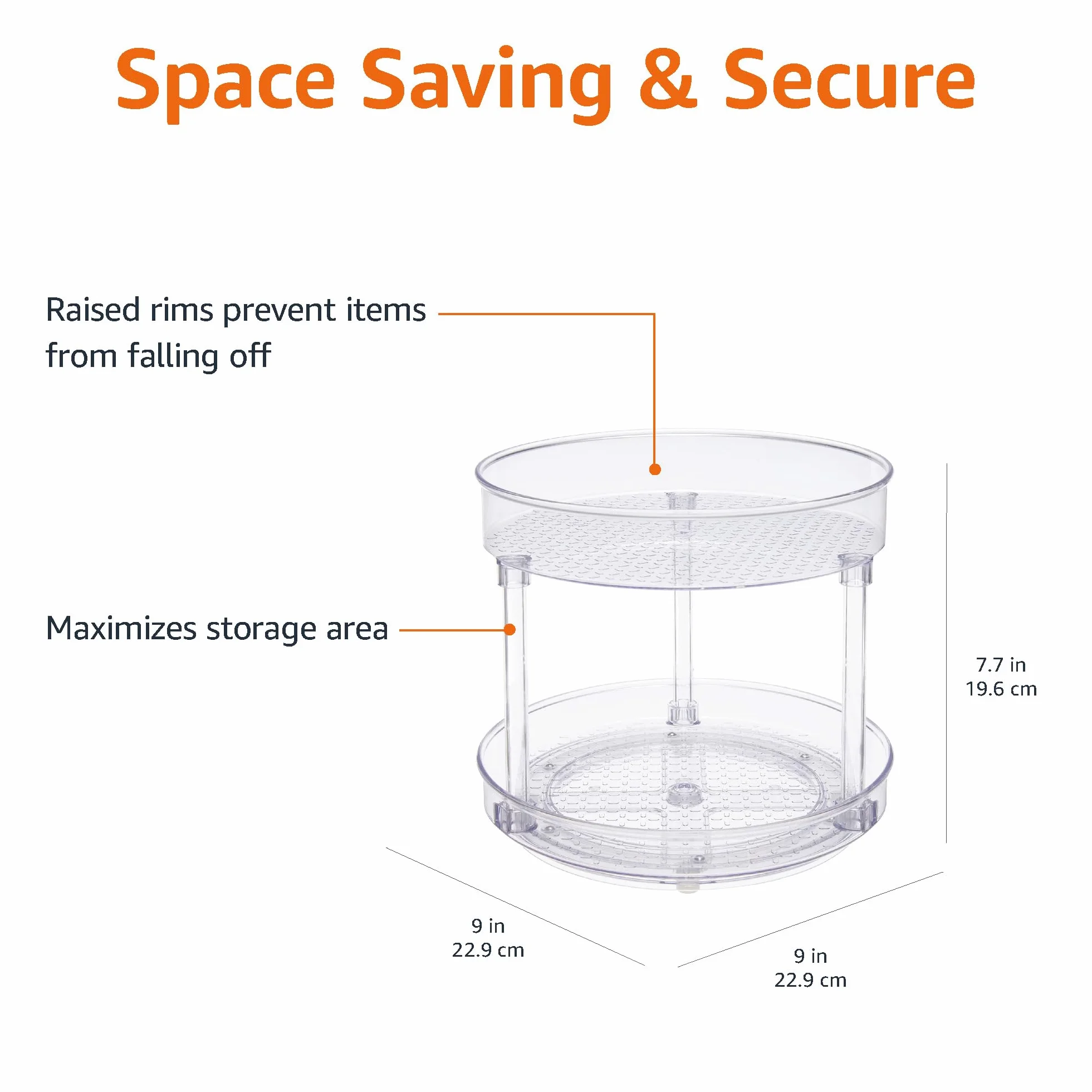 Amazon Basics obrotowa półka 2-poziomowy organizer przezroczysty 22,9 cm