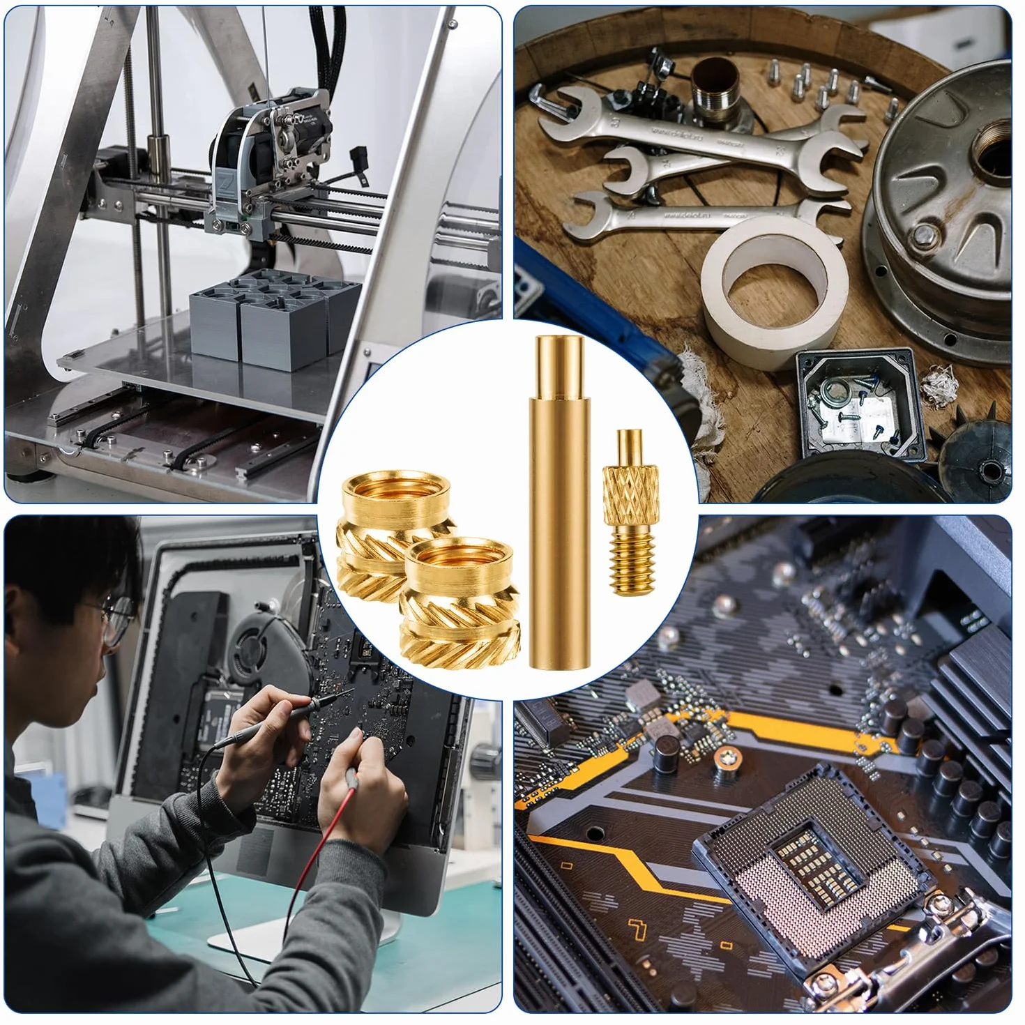 120 Sztuk Nakretki Mosiezne do Druku 3D, M3x4x5mm Wkladki Gwintowane Koncówka Wkladki Zestawu Grzewczego do M3 i 1 Adapter Spawalniczy Ciepla Kompatybilne z Zelazkami Weller SP40NUS i T18