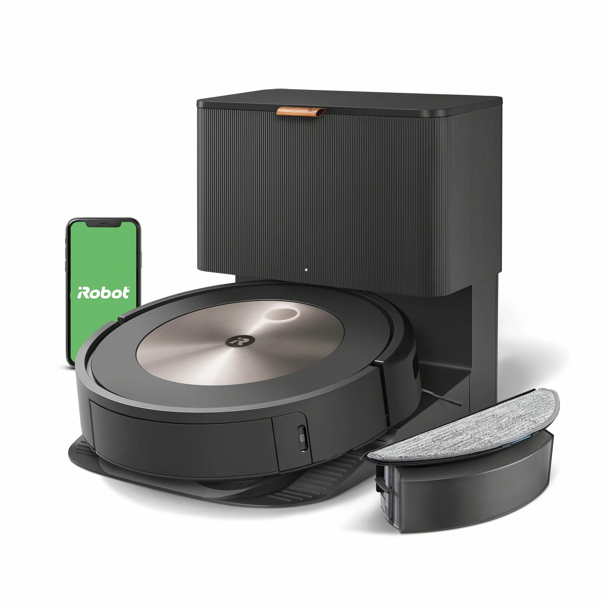 iRobot Roomba Combo j5+ (j5576) Robot odkurzający z łącznością Wi-Fi z funkcją automatycznego usuwania brudu i zasysaniem podnoszącym oraz 2 gumowymi szczotkami głównymi do wszystkich powierzchni