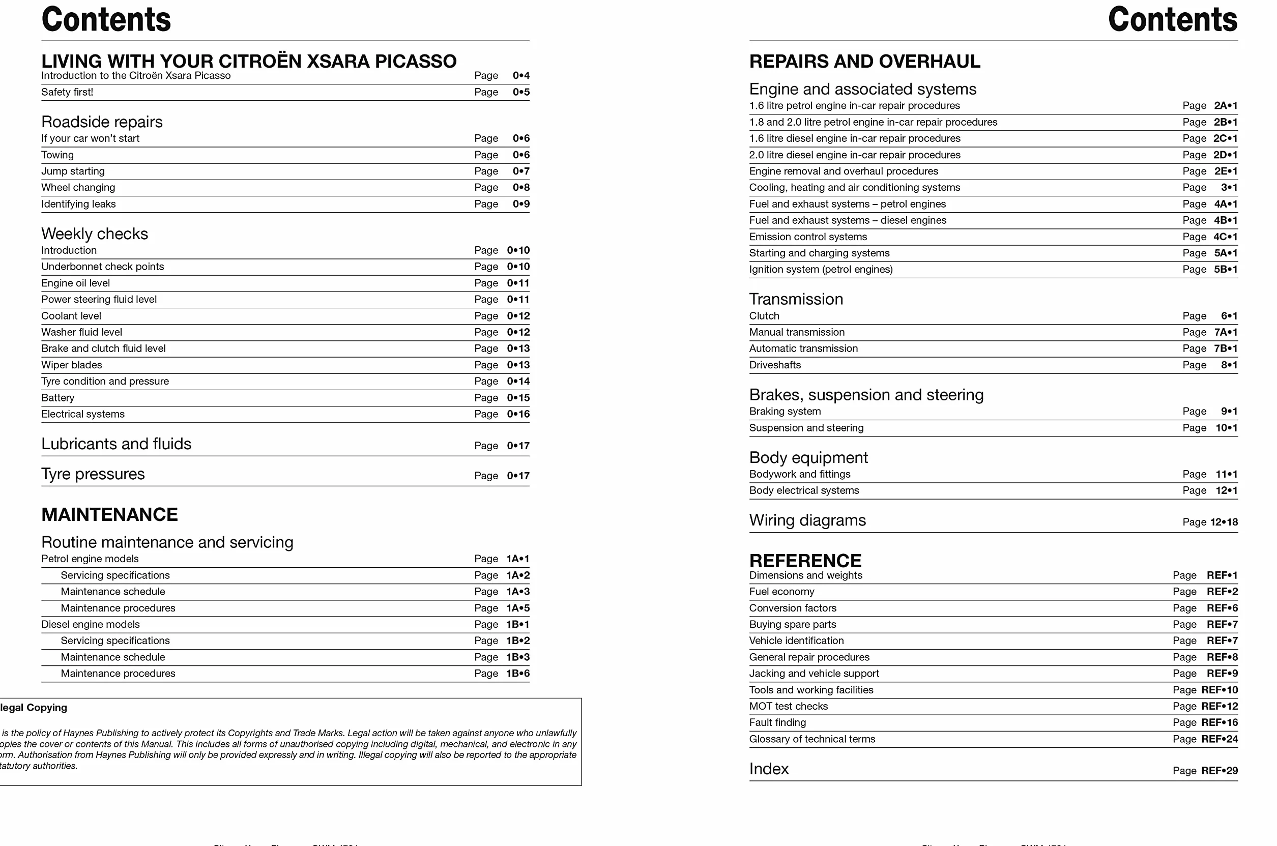 Citroen Xsara Picasso Petrol & Diesel (Mar 04 - 10) 04 to 10