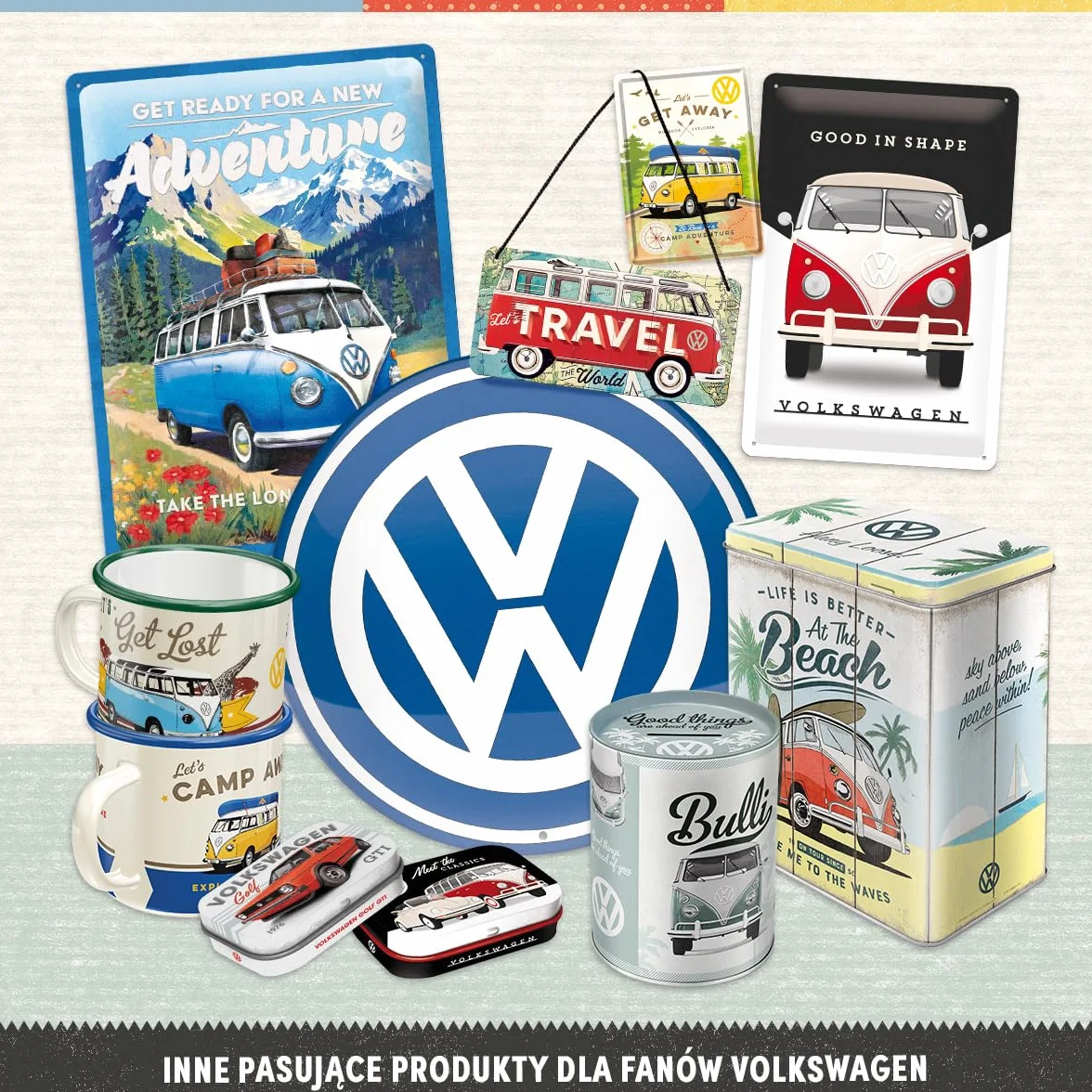 Nostalgic-Art Retro magnesy na lodówkę, 9 sztuk, VW – Meet The Classics – Pomysł na prezent dla miłośnika Volkswagena Busa, Official License Product (OLP), zestaw magnesów, Styl vintage