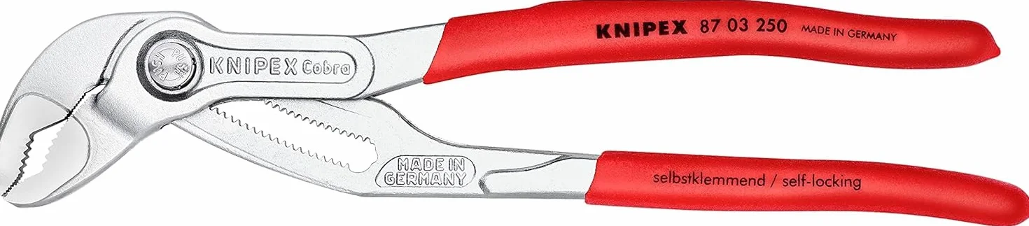 KNIPEX Cobra Szczypce nastawne do rur nowej generacji chromowany pokryte antypoślizgowym tworzywem sztucznym 250 mm, 87 03 250