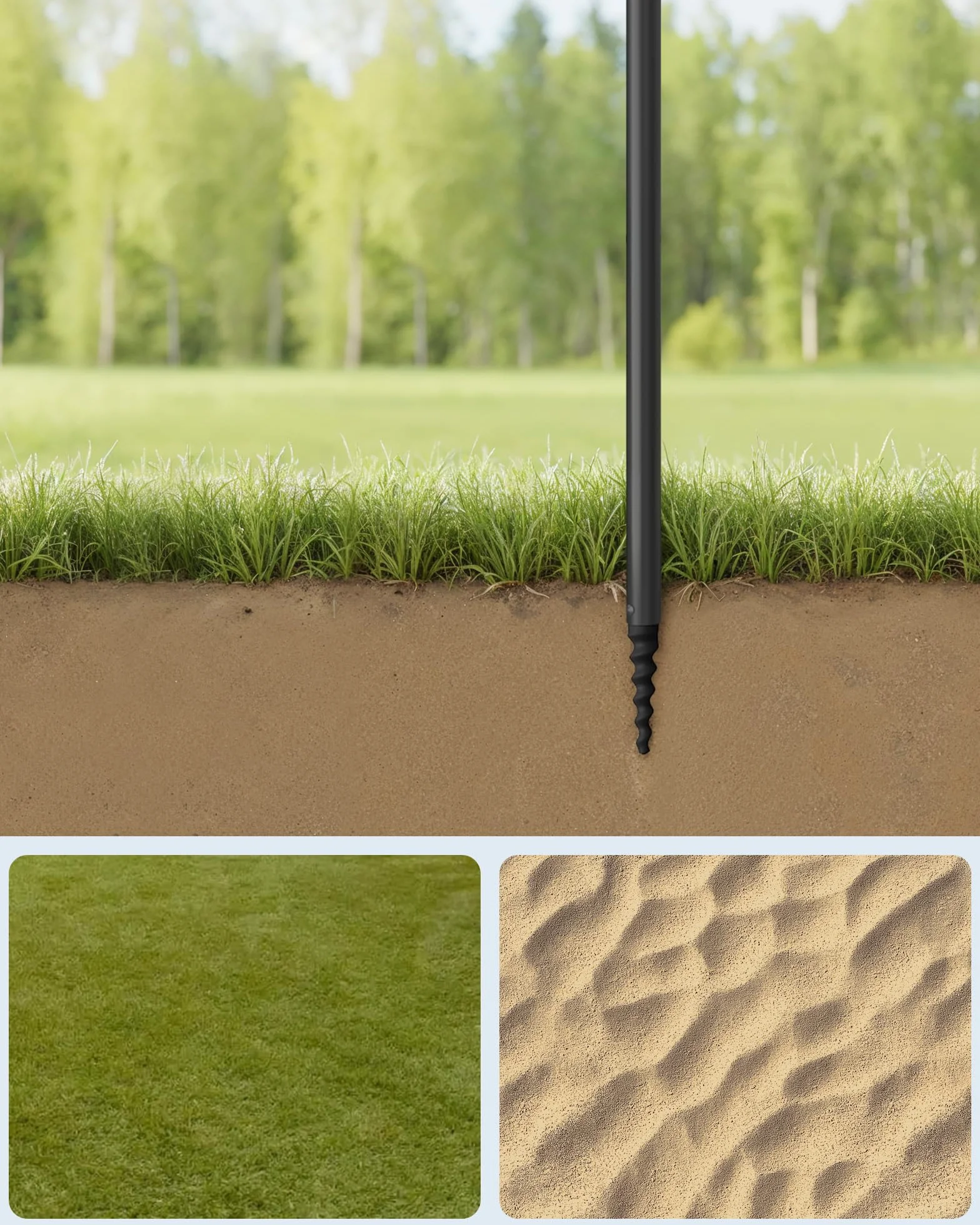 SONGMICS Parasol 160 cm, parasol plażowy, ochrona przeciwsłoneczna UPF 50+, składane boki 30°, regulacja wysokości, schowek, haczyki, nadaje się na plażę, bez stojaka, niebiesko-biały GPU0080Q02