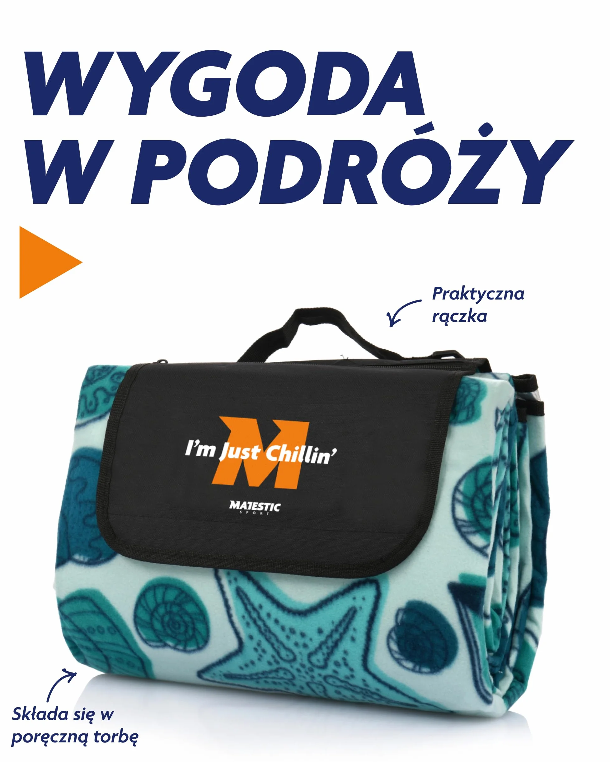 Koc Piknikowy dla Czterech Osób Łatwy w Czyszczeniu Montaż do Podłoża Polar Miękki Miły w Dotyku Kieszonka na Suwak Pasek na Ramię 200x200cm Shelly