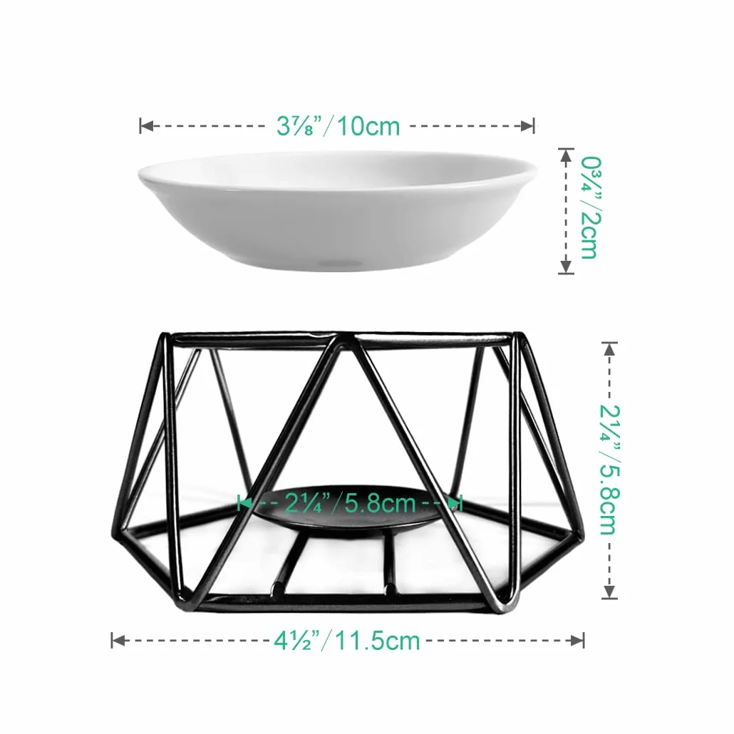 Stylowa, romantyczna ceramiczna lampa zapachowa, dyfuzor zapachów, Tealight Candle Holder Oil Burner-czarny
