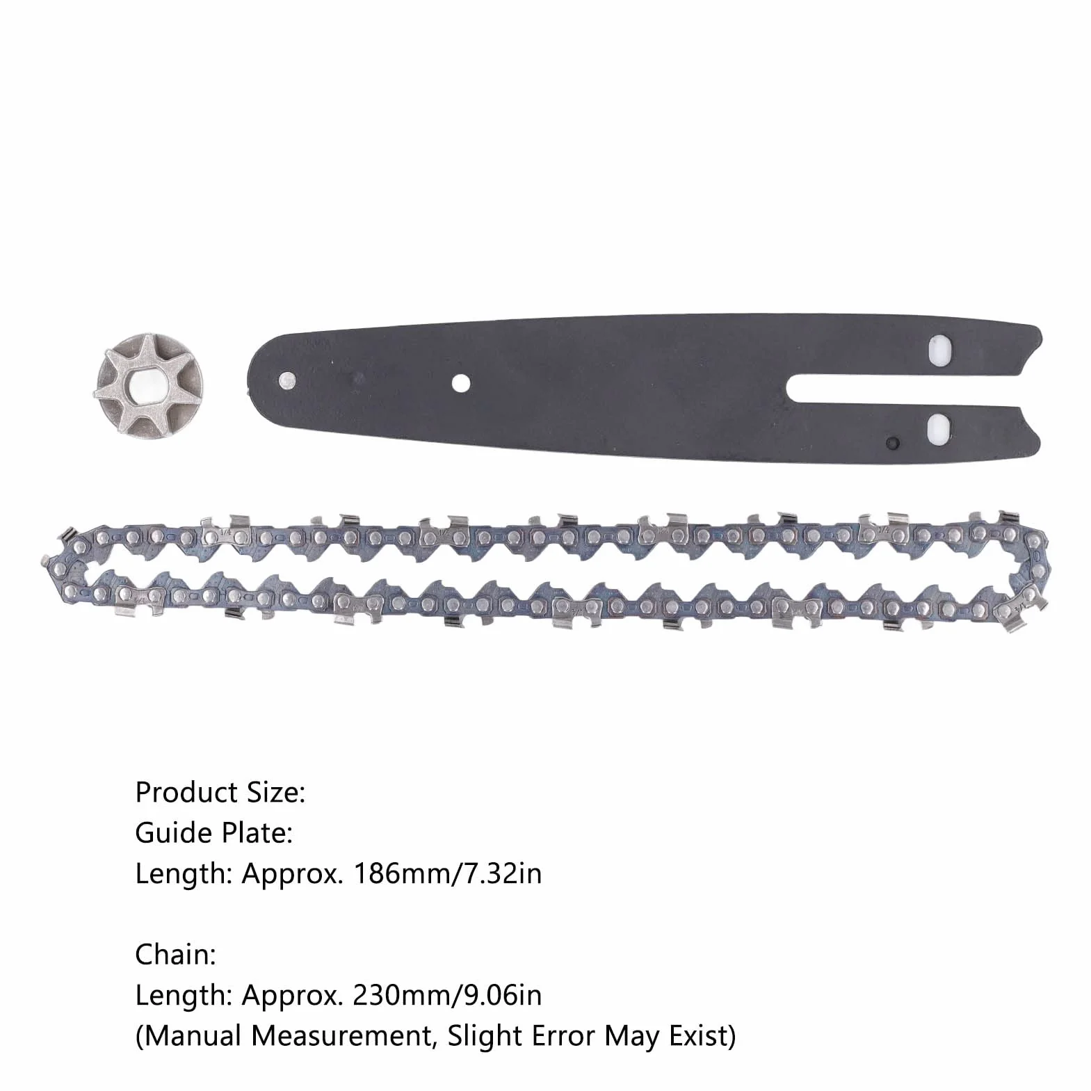 Aramox Zestaw Łańcuchów do Piły Łańcuchowej, Stalowa Zębatka 186 mm, Płyta Prowadząca 230 mm, 6-calowa Mini Piła