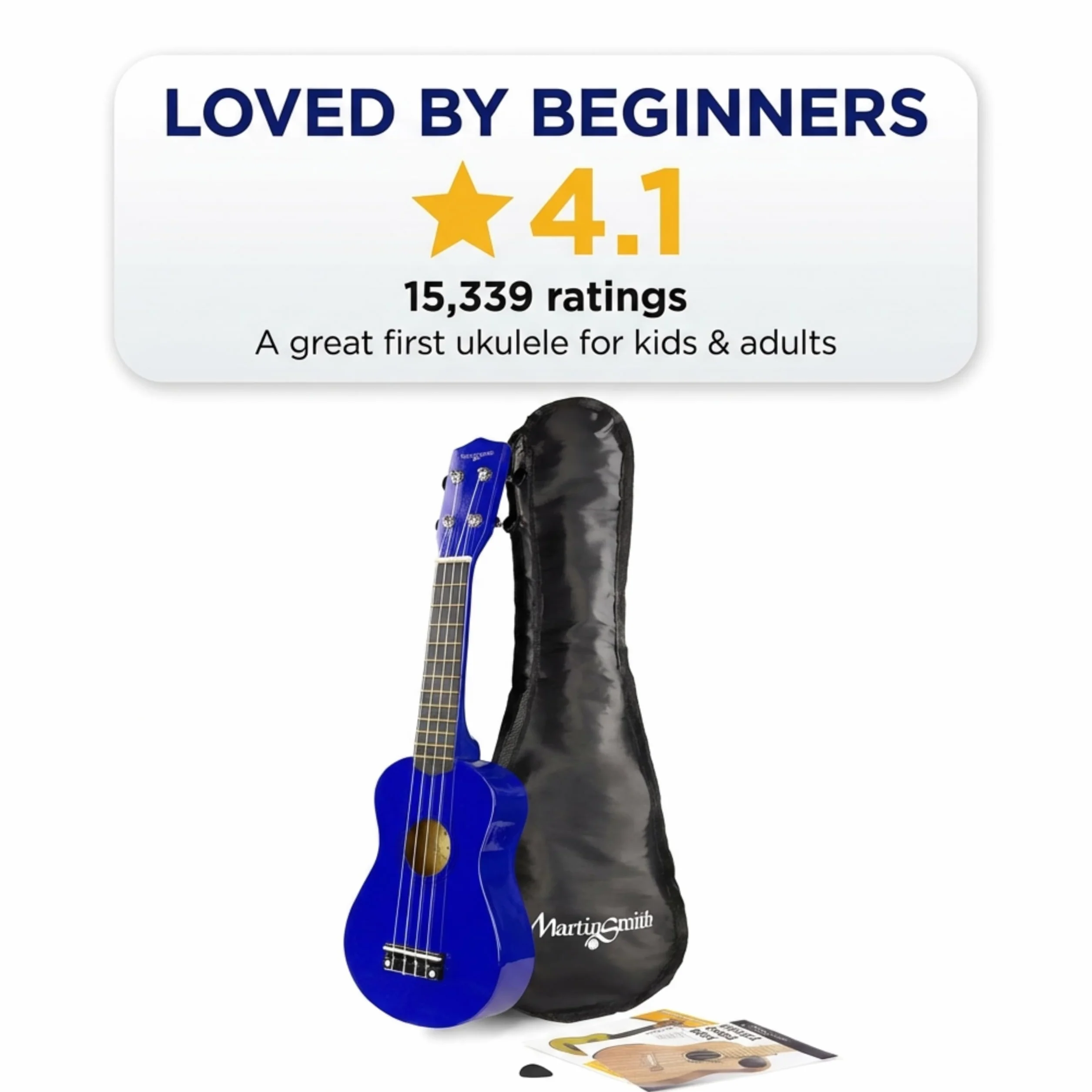 Martin Smith ukulele sopranowe z torbą, plettrami i książką akordów, Niebieski