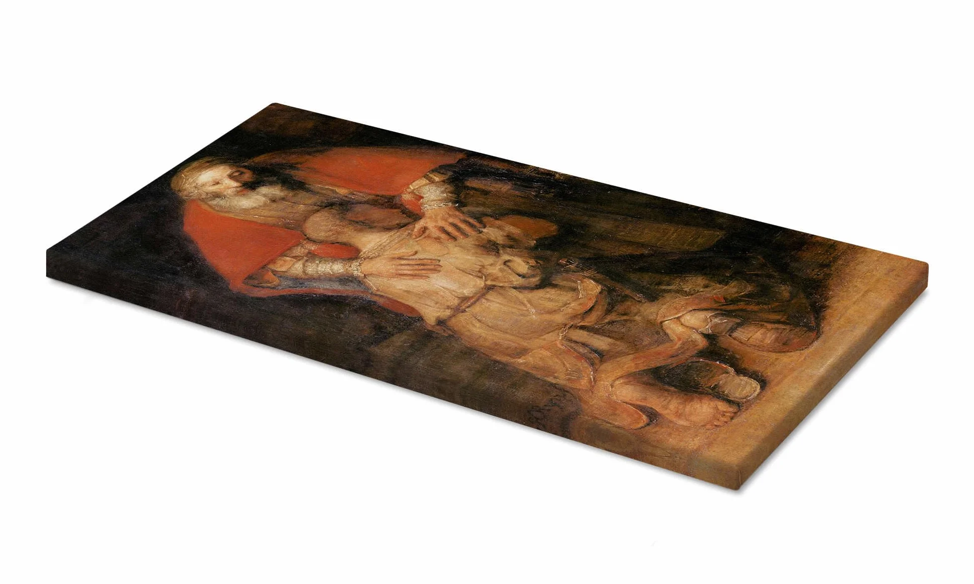 Powrót syna marnotrawnego (fragment) Obraz na płótnie Rembrandt van Rijn 60 x 120 cm Brązowy Obrazy Dekoracja ścienna