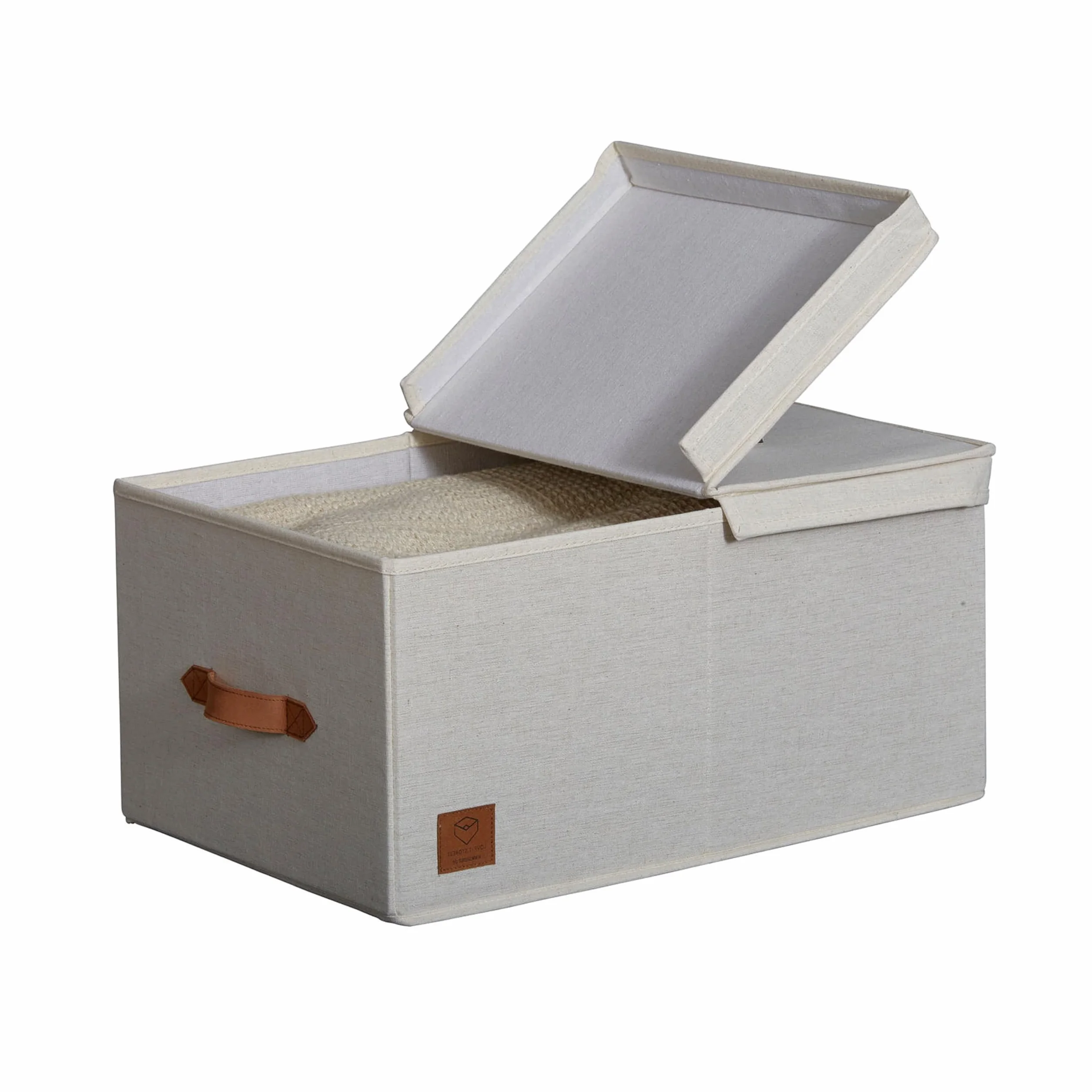 LOVE IT STORE IT Premium pudełko do przechowywania z pokrywką – z lnu i bawełny – wzmocnione drewnem – duże i stabilne – beżowe – 50 x 33 x 24 cm
