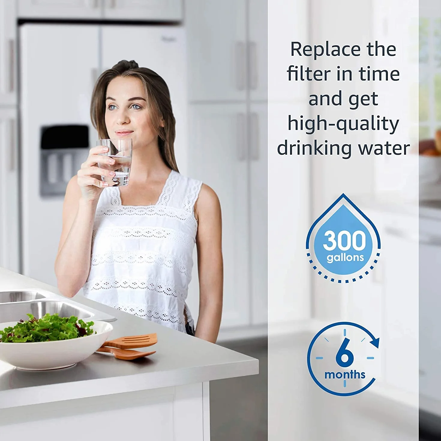 2X Waterdrop 644845 Filtr do Wody do Lodówki, Kompatybilny z Bosch Ultra Clarity 644845, Siemens Neff Miele 740560 00740560 9000194412 REPLFLTR10; 0060820860 0060218743; Wkład Bypass (2)