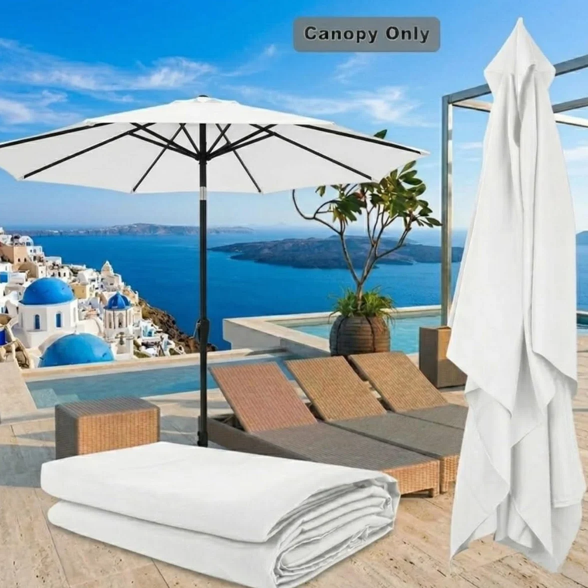 2.0m 2.7m 3.0m 4.0m Zamienna Czasza Parasola Parasol Ogrodowy 6/8 Żeber, Zamienne Poszycie Parasola Na Taras, Wytrzymały Wodoodporny Materiał Ochrona UV Tylko Tkanina