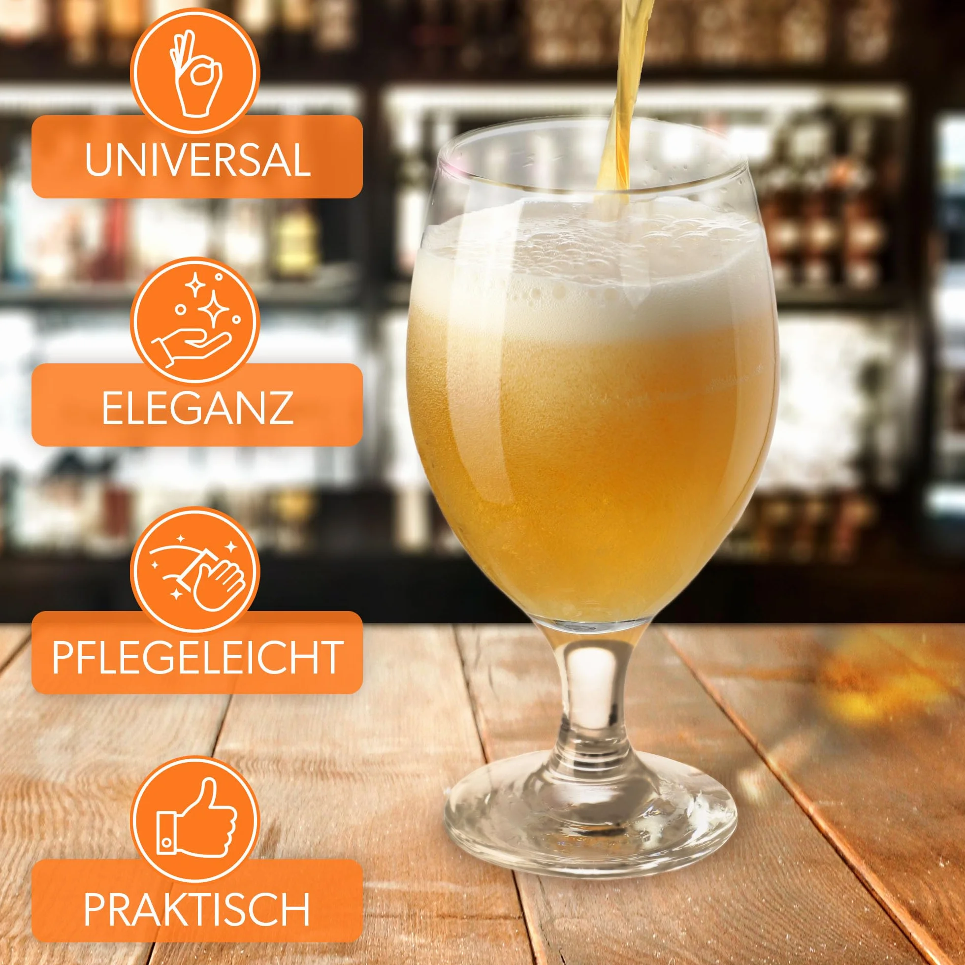 KADAX Zestaw 4 szt. Kufli 400 ml szklane tulipanowy kształt