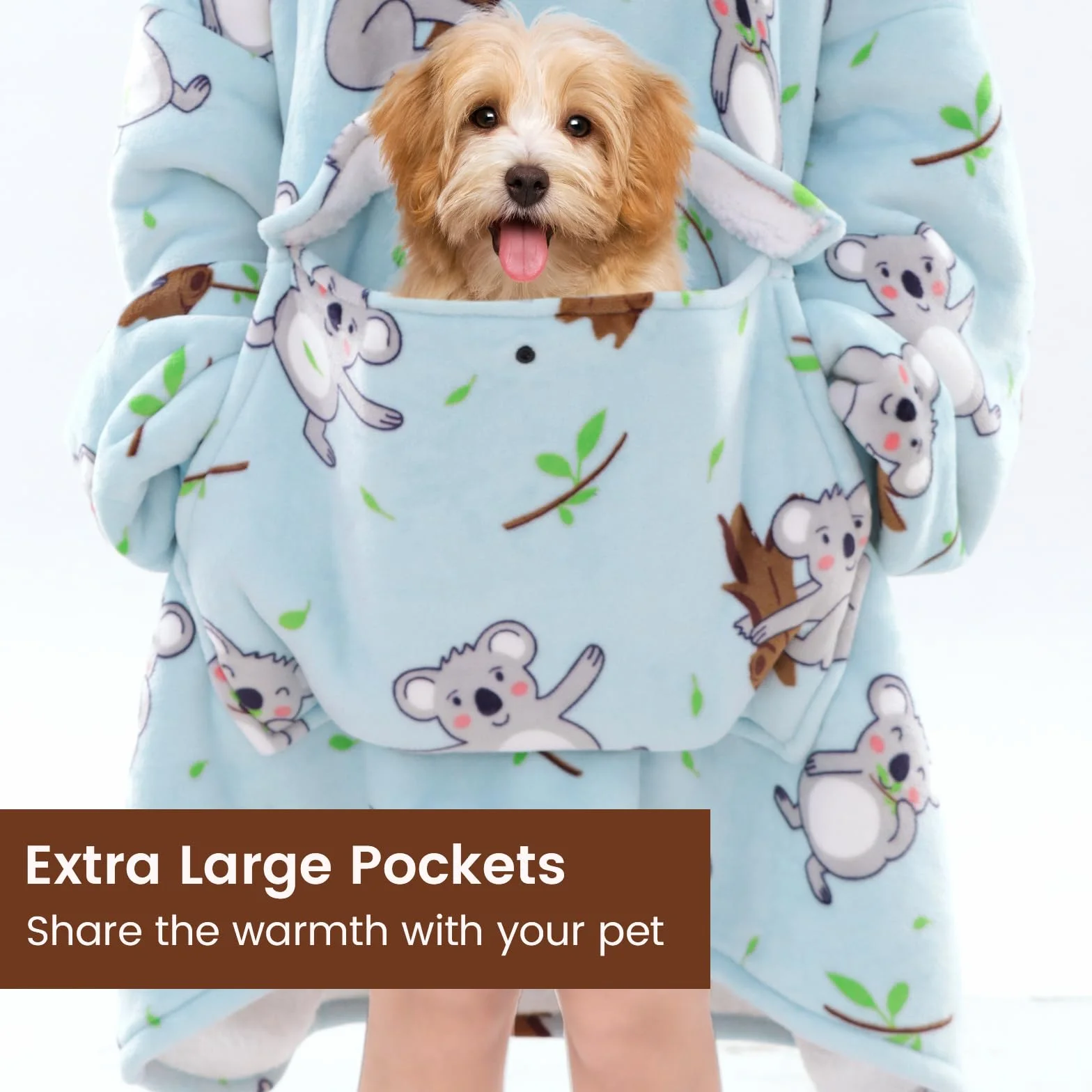 Wenlia Ponadwymiarowy koc z kapturem bluza dla kobiet, nadruk flanelowy koc sherpa, duża kieszeń, super miękka, ciepła, przytulna, gruba bluza z kapturem, jeden rozmiar, pasuje do wszystkich - prezent