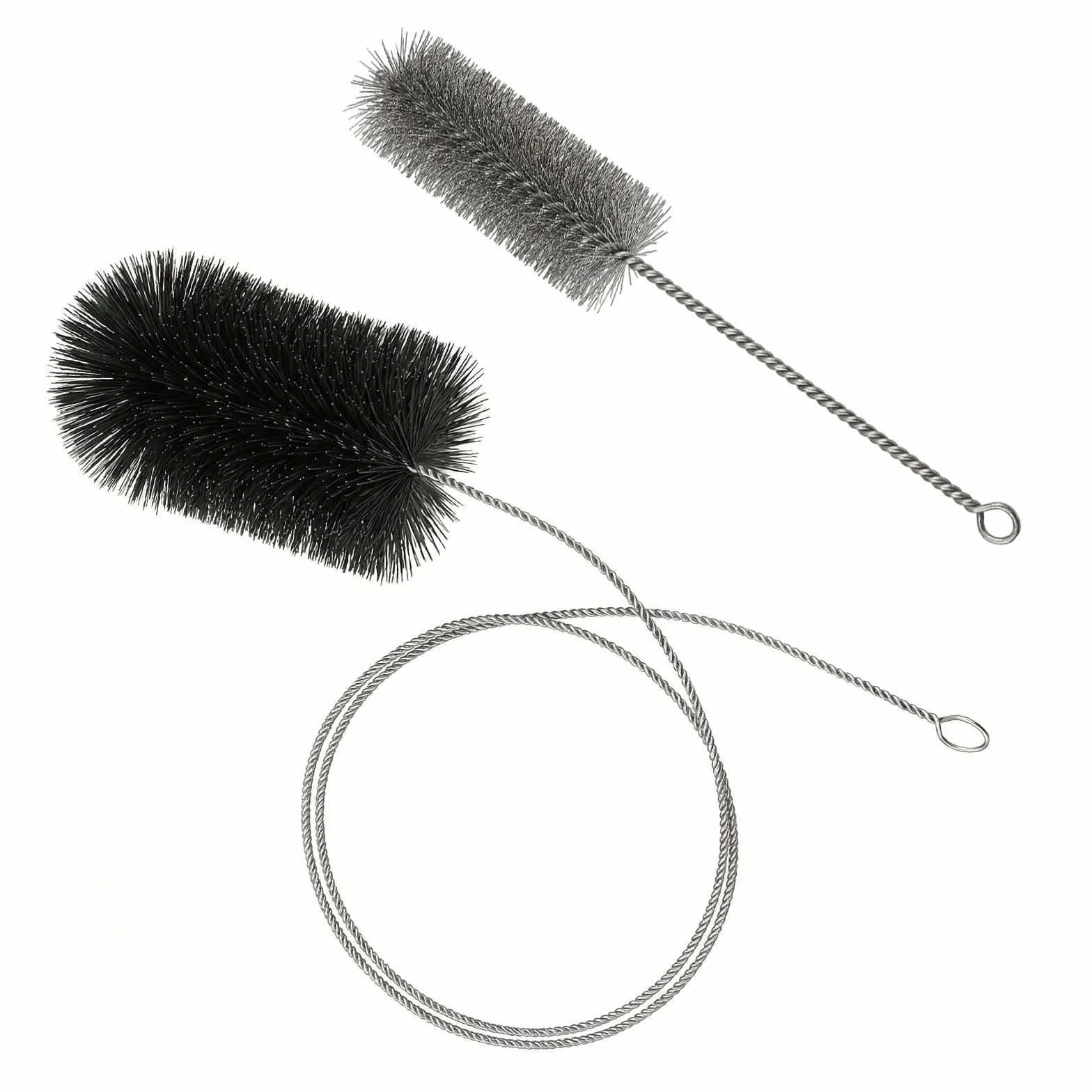 Golgner Zestaw 2 szczotek do rur piecowych, szczotka do komina, szczotka do komina, szczotka do pieca, szczotka kominowa ø 150 mm ze szczotką rurową 31 cm + drążek elastyczny 2 m, do kominka, rury
