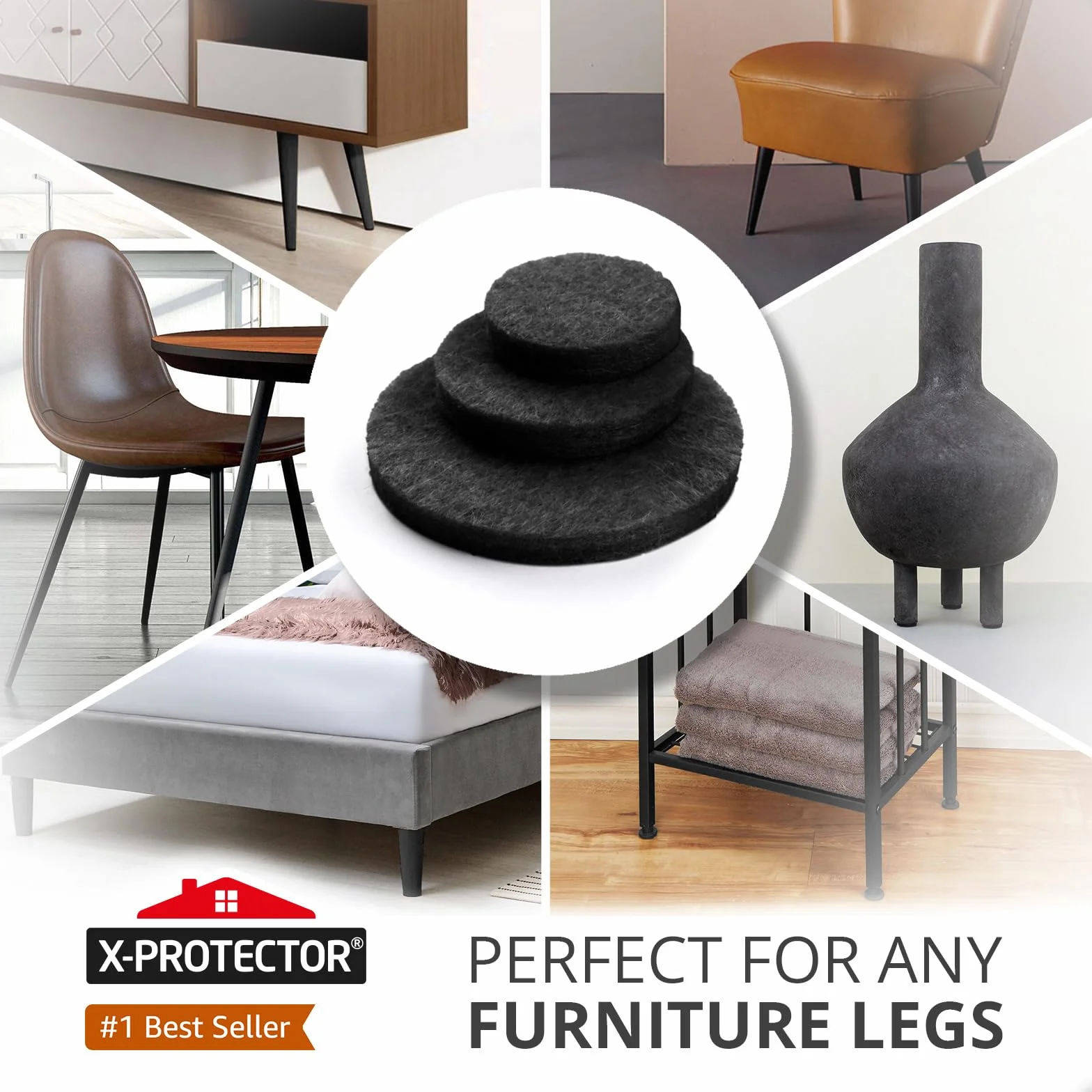 Filcowe podkładki meblowe X-PROTECTOR 235 PCS Premium Samoprzylepne podkładki - Filcowe podkładki do Nóżki mebli - Najlepsze podkładki meblowe - Chroń swoje podłogi z drewna i laminatu!