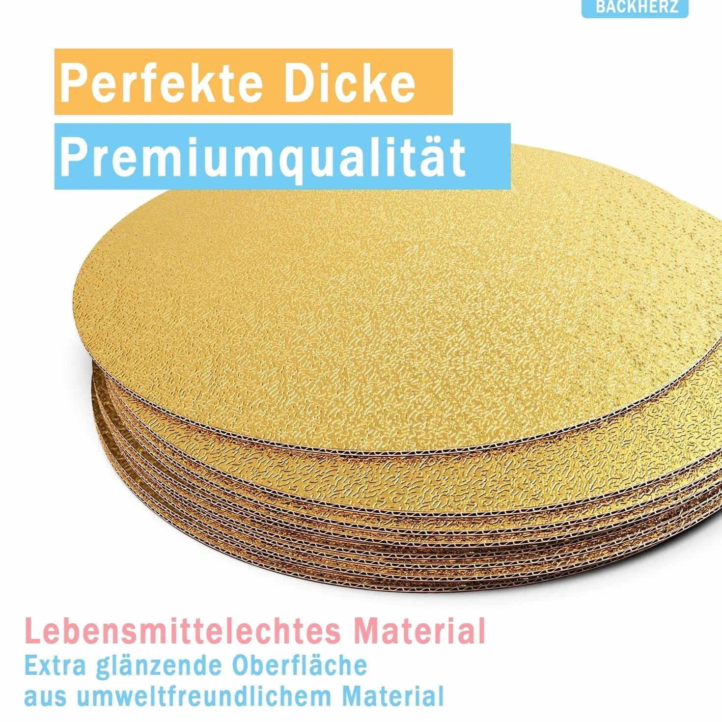 Złota okrągła podkładka pod tort premium 15-30 cm zestaw 4 szt. 3 mm do kontaktu z żywnością