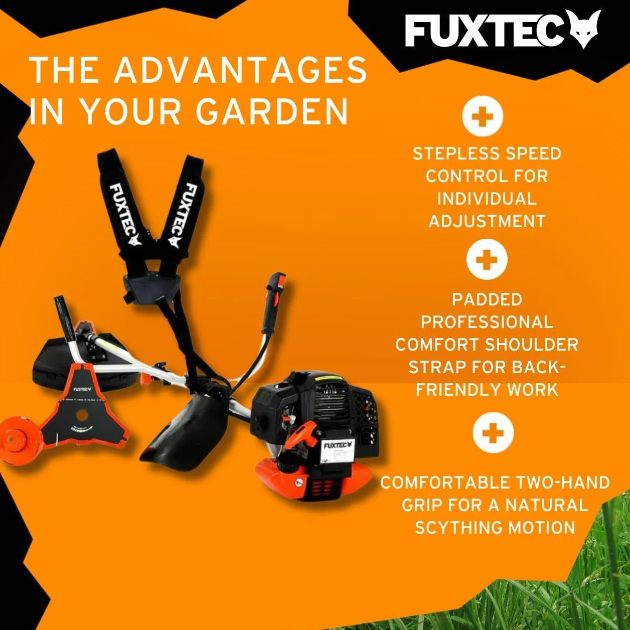 Podkaszarka spalinowa FUXTEC FX-MS152 - Narzedzie 2 w 1, Silnik 52 cm3, 3 KM, Profesjonalny Pasek do Przenoszenia, System Easy Starter, Beznarzedziowy Dostep do Filtra