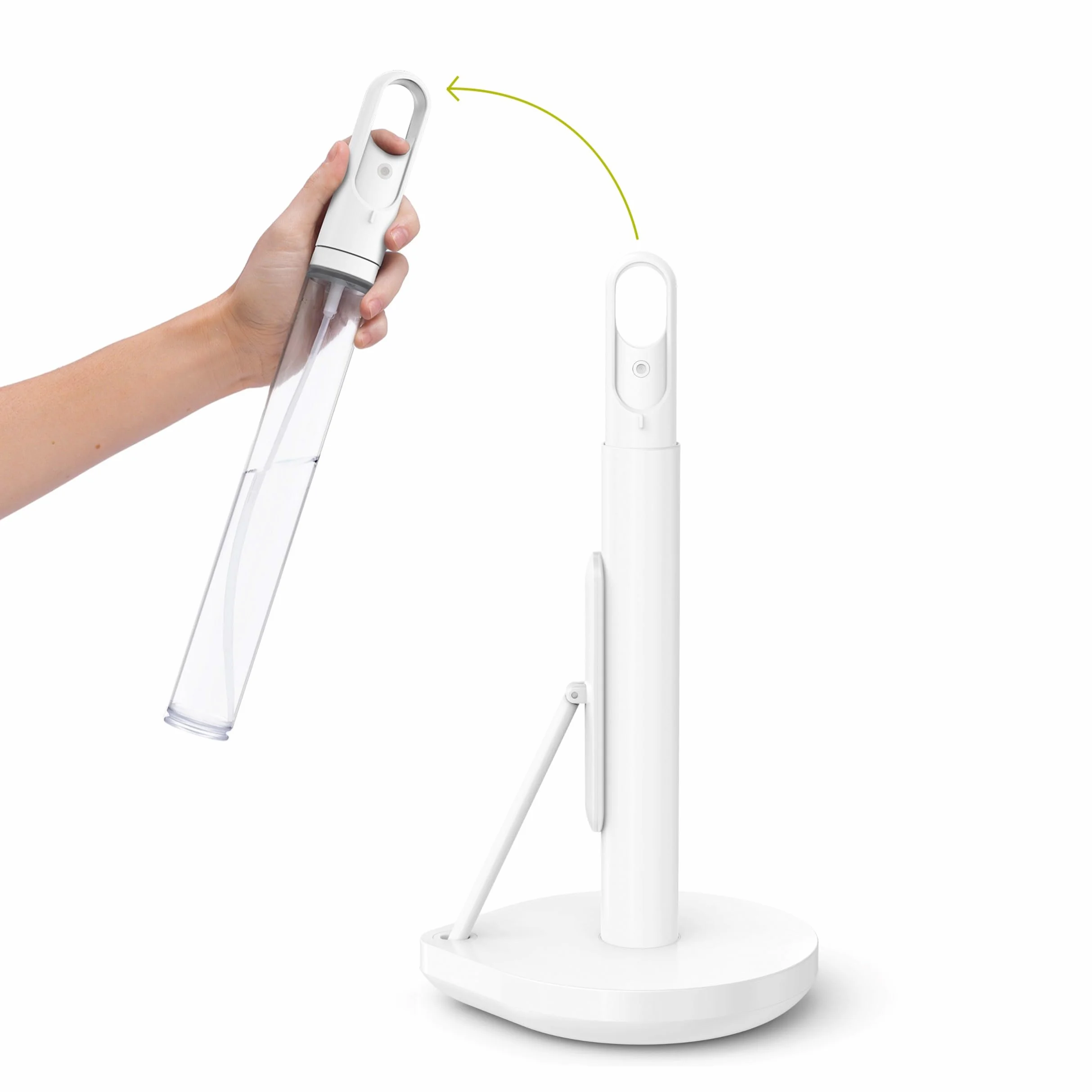 simplehuman Standing Paper Towel Holder with Spray Pump, White Stainless Steel