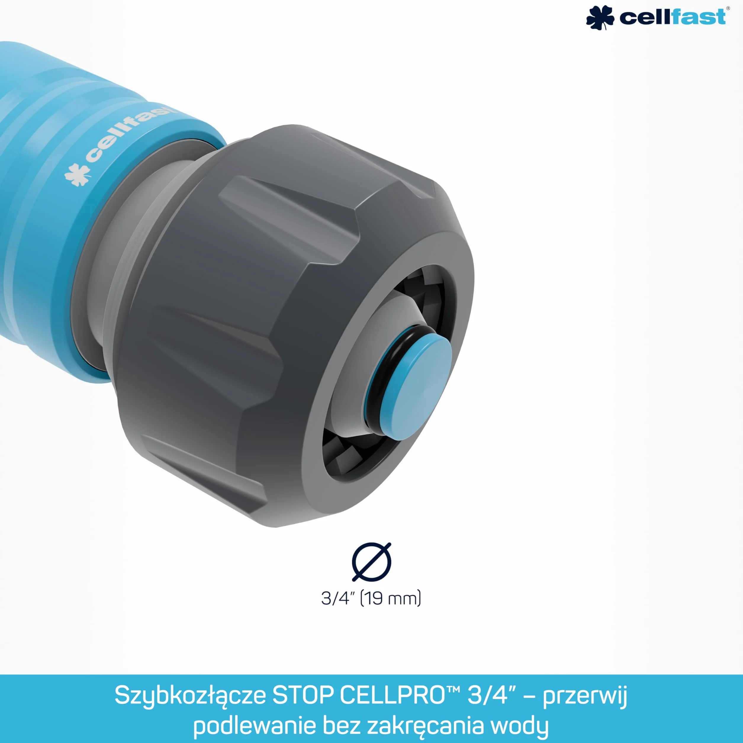 Cellfast Szybkozłącze - stop IDEAL™ 3/4", Połączenie dwóch końców węży, Tworzywo PC/ABS, Ergonomiczny kształt, 51-625
