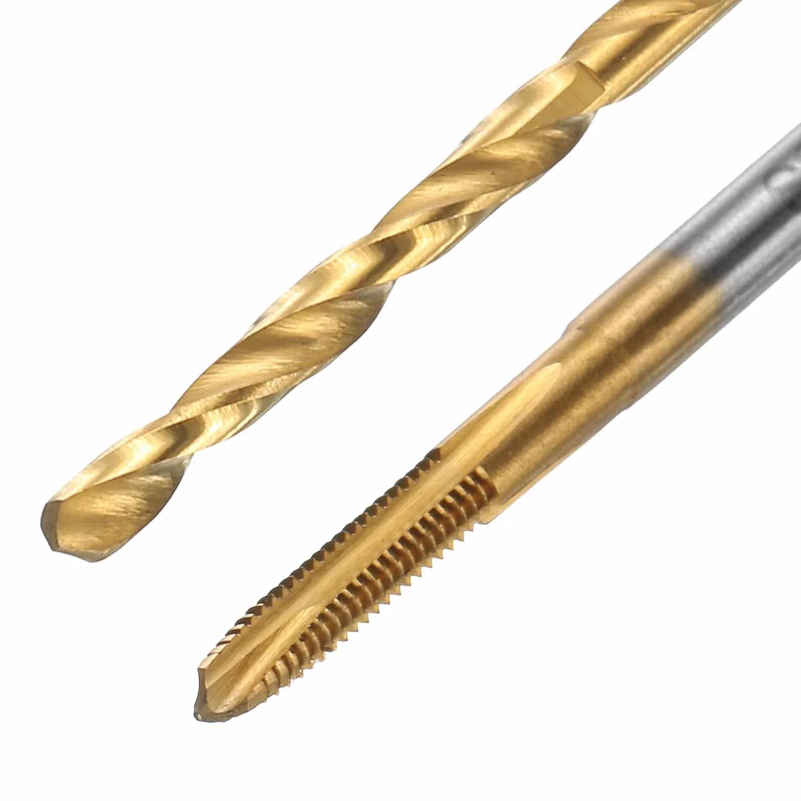 QUARKZMAN Tap and Bit Set, 2 szt. M2.5 x 0.45 Metric Spiral Point Thread Screw Taps & 2 szt. 2,1 mm Twist Bits, Titanium Coated HSS-6542 Tapping Threading Tool Kit