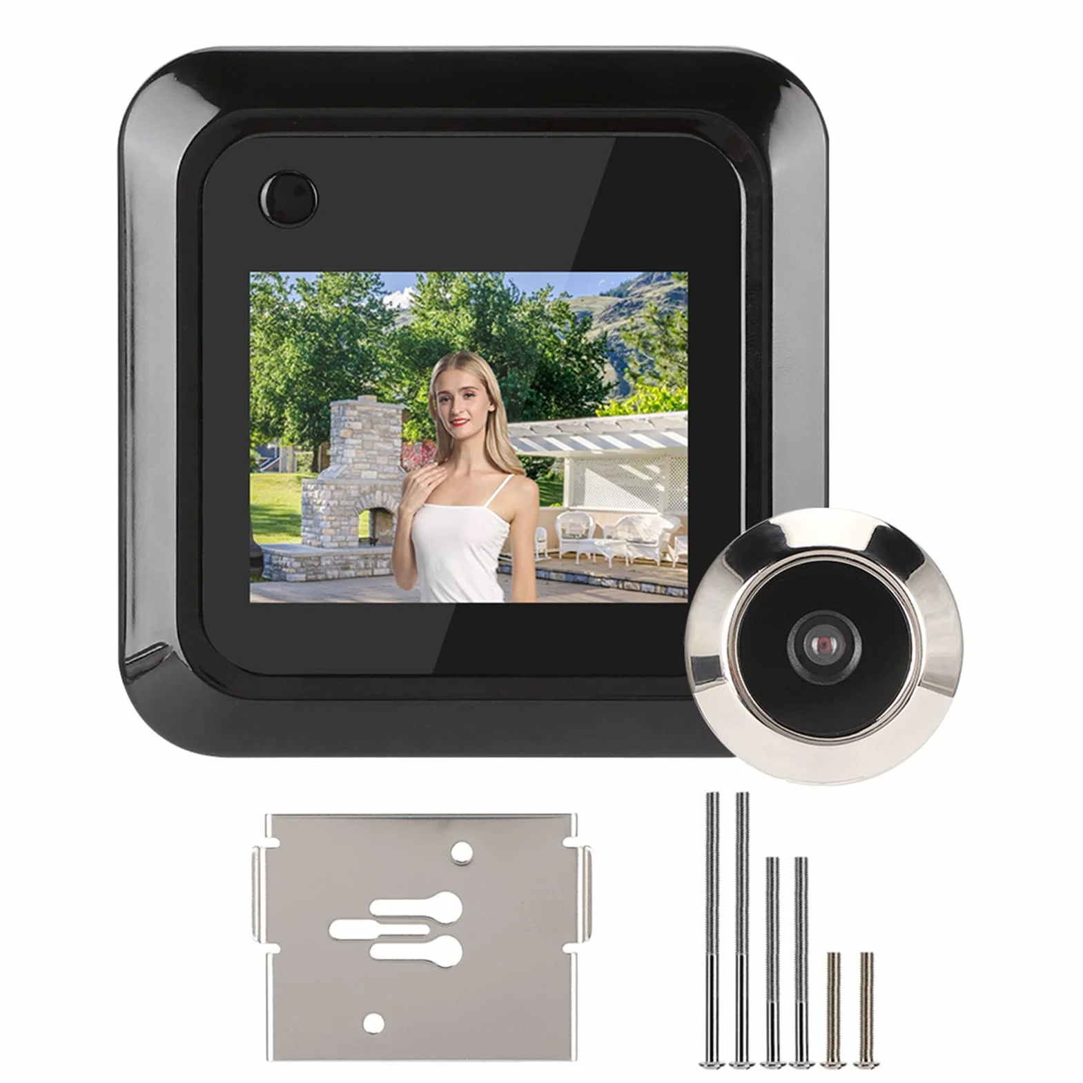 Kamera z Wizjerem do Drzwi, Wyświetlacz LCD TFT o Przekątnej 2,4 Cala Inteligentny Wizjer do Drzwi Wideodzwonek do Drzwi, Kamera Szerokokątna 0,3 MP 95° Nagrywanie zdjęć, Monitor