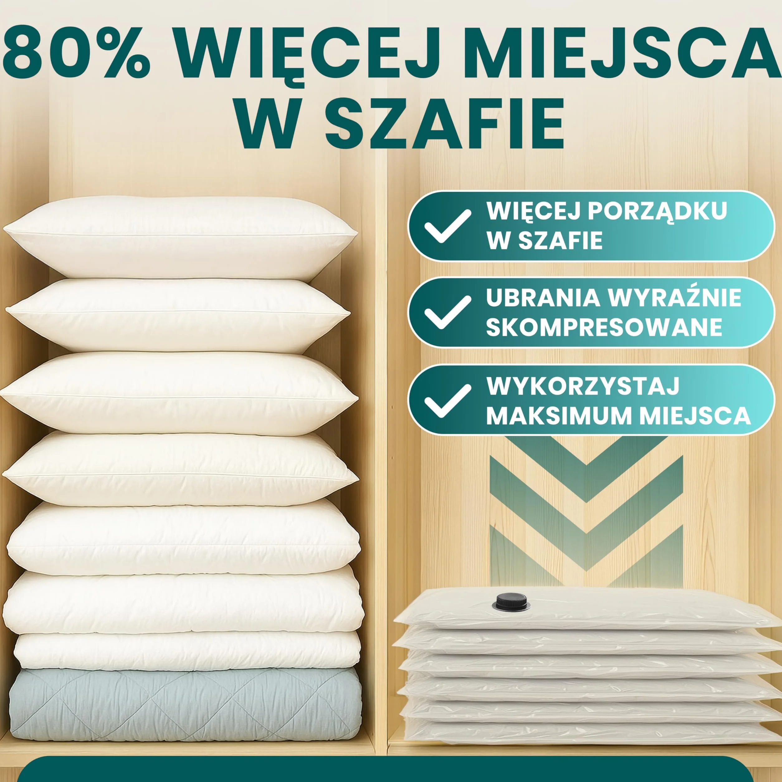 myHodo Zestaw worków próżniowych XXL 80 x 120 cm 6 sztuk do przechowywania