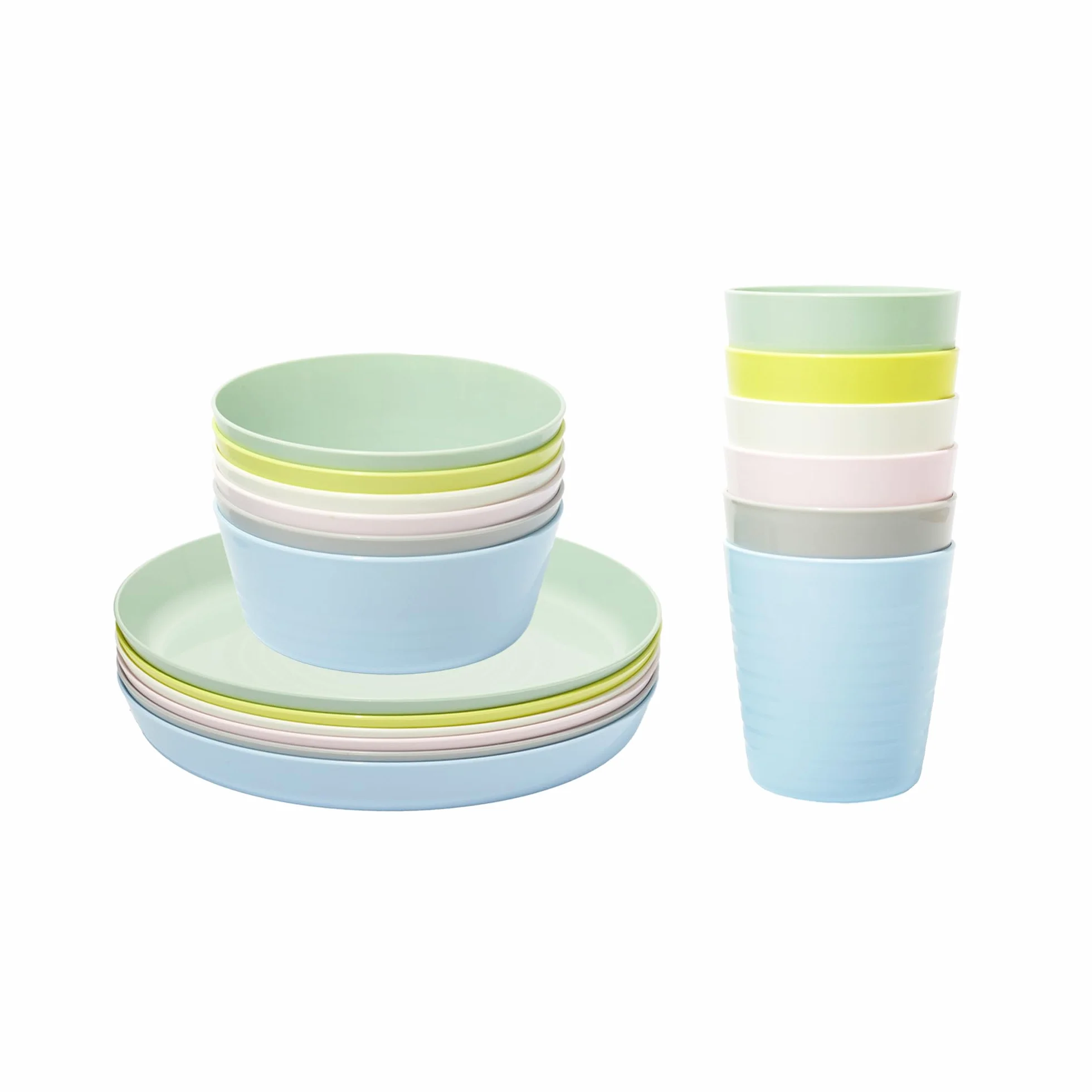 Ikea Kalas Zestaw plastikowych naczyń bez BPA dla dzieci pastelowe kolory