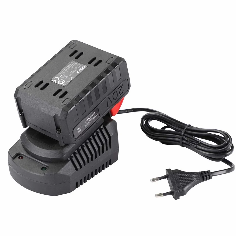 BAKAJI Elektryczna motyka ogrodowa 20 V 4000 mAh z 2 ostrzami 15 cm, szerokość robocza 10 cm, prędkość 250 obr./min, ergonomiczny uchwyt, do uprawy ogrodu