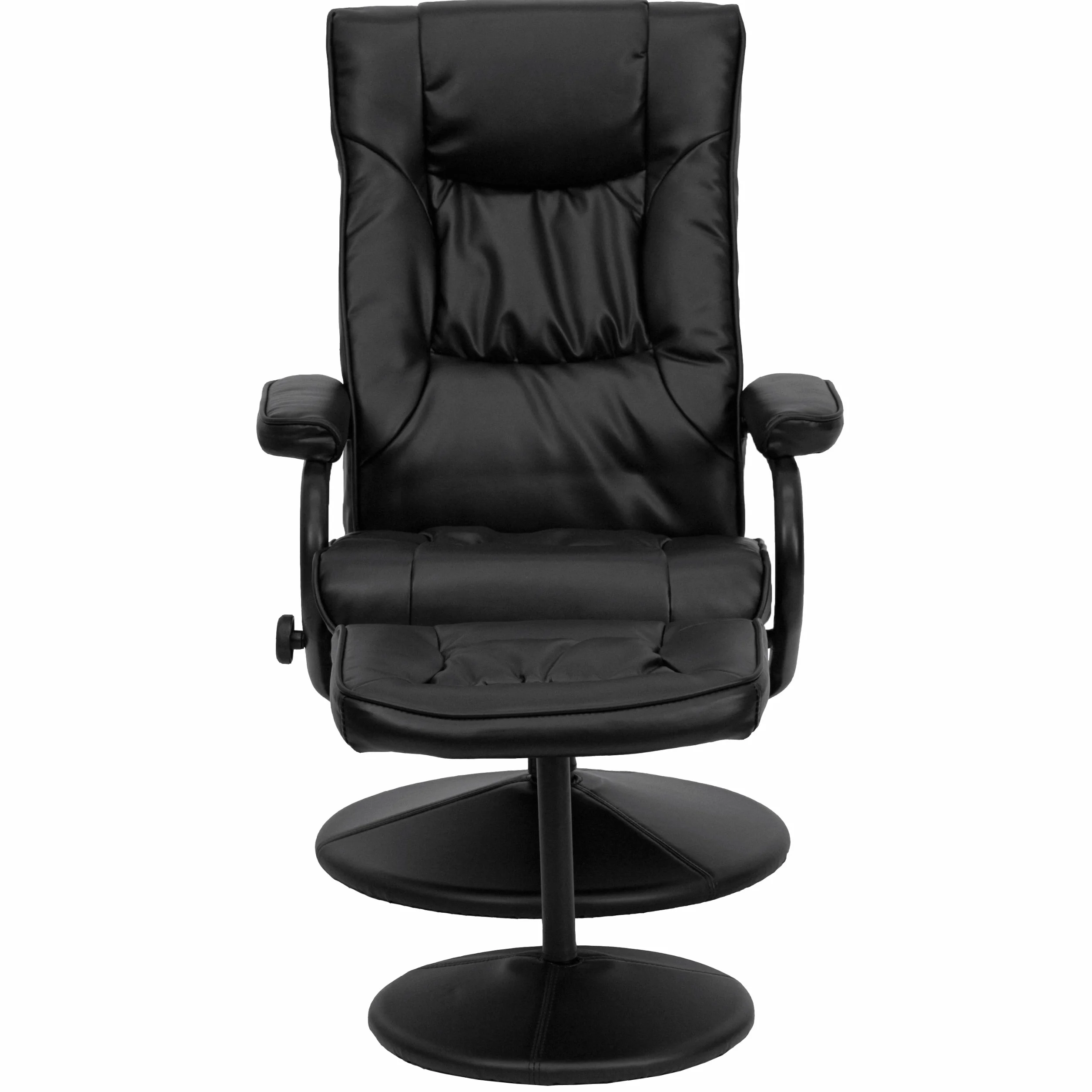 Flash Furniture Współczesny Leżak i Otomana ze Skórzaną Podstawą, Metal, Czarny