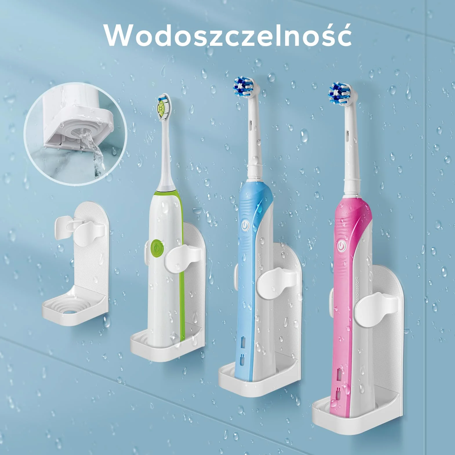 Elektryczny Uchwyt na Szczoteczkę do Zębów, HOMMAND 2 Szt. Mocny Samoprzylepny Uchwyt na Szczoteczki Elektryczne, Regulowany Stojak Organizer na Szczoteczki do Zębów Naścienny do łazienki, Biały