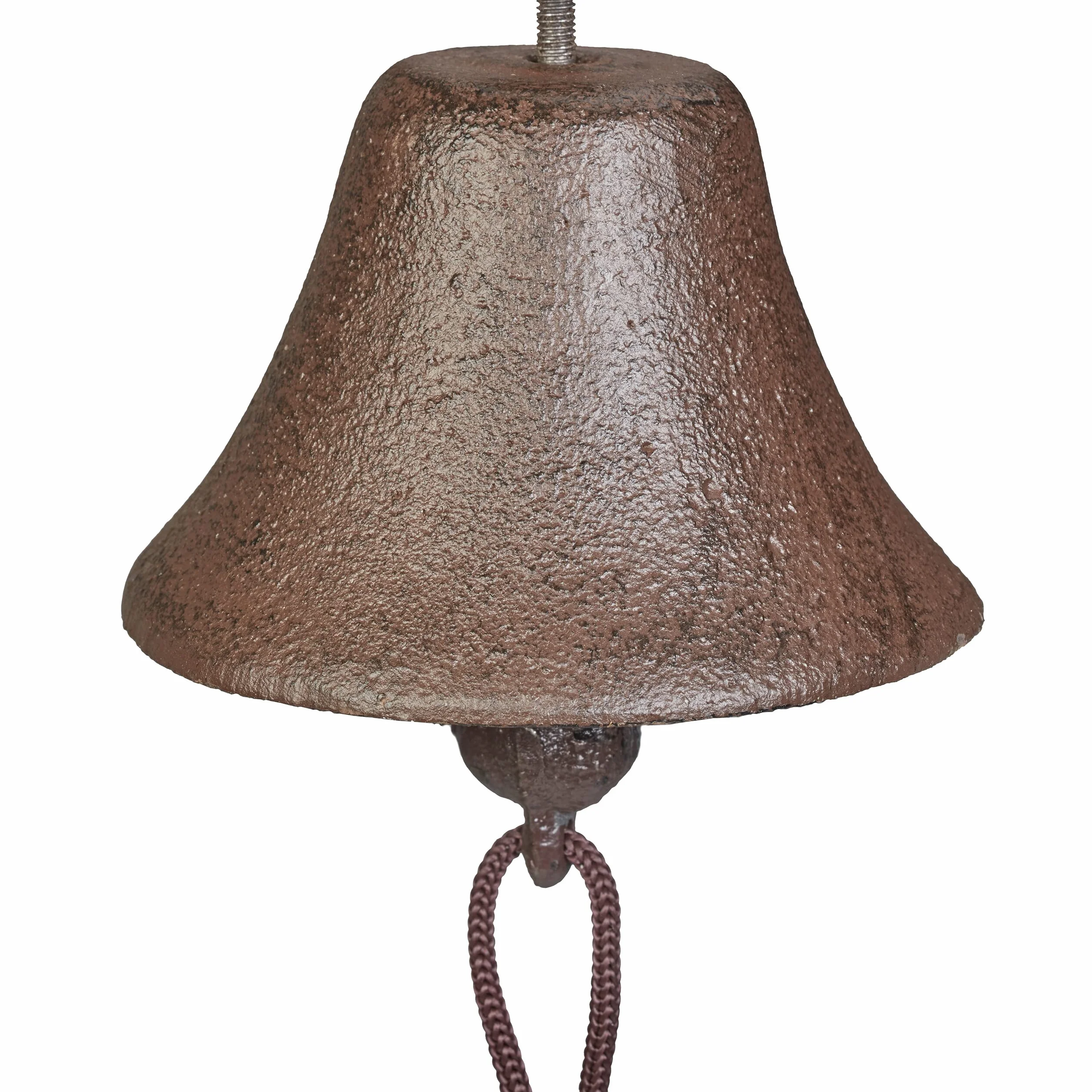 Relaxdays Dzwonek do drzwi żeliwny, antyczny design, dzwonek ogrodowy vintage, ze sznurkiem, dzwonek do użytku na zewnątrz, dzwonek ścienny, brązowy, 1 sztuka