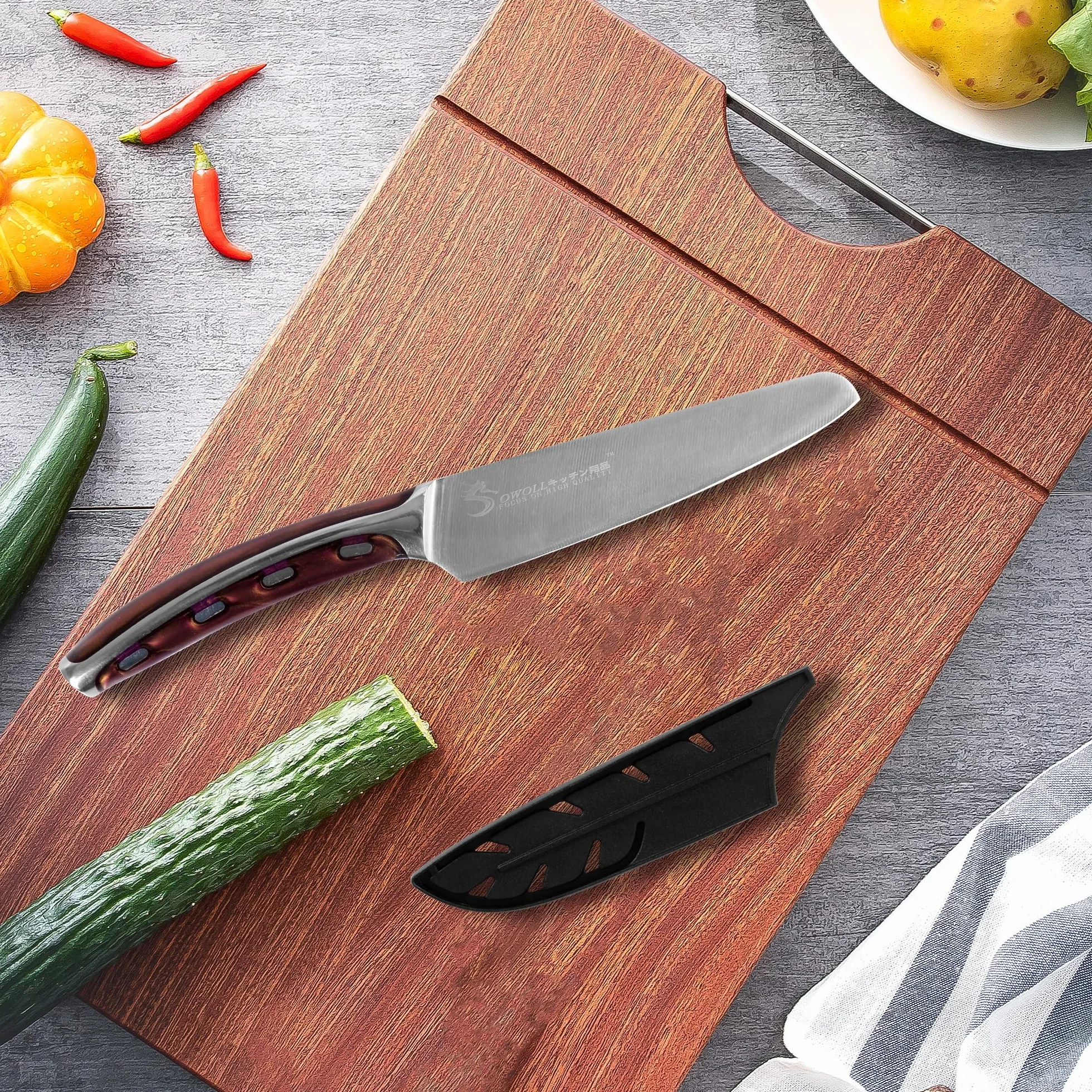XYJ Stainless Steel Utility Knife, 5 Inch Kitchen Knife With Sheath, Meat Cleaver for Meat Cutting, Vegetable Fruit Slicer Knife, Portable Outdoor Camping for Special Day