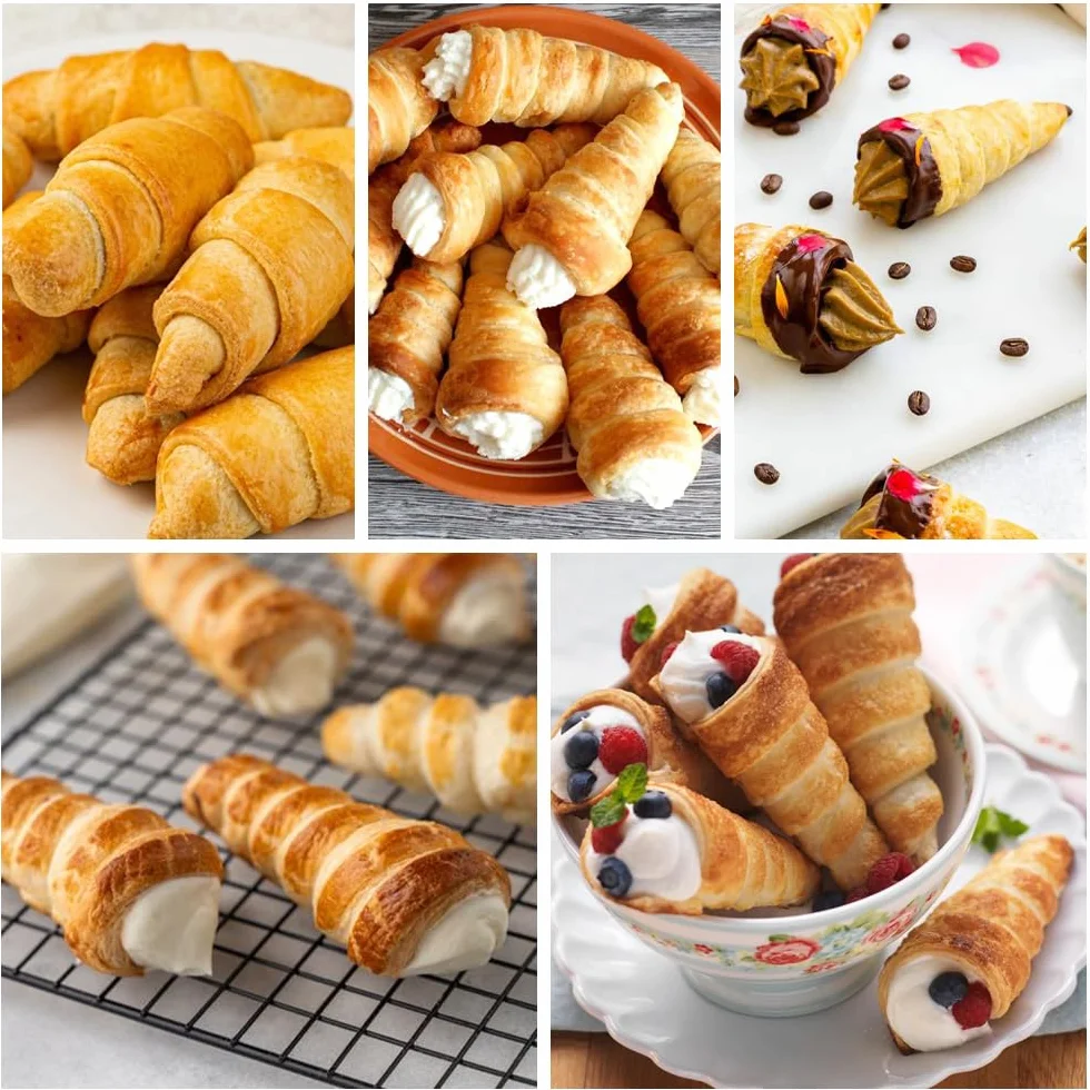Cannoli ze stali nierdzewnej, rurki w rolce, foremki do pieczenia z szczotką