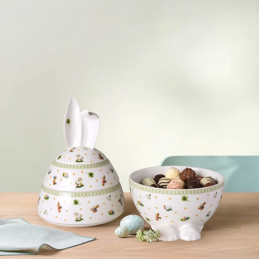 Villeroy & Boch Easter Delight pojemnik okrągły w kształcie jajka porcelana Premium 3-częściowy ozdobny pojemnik na słodycze
