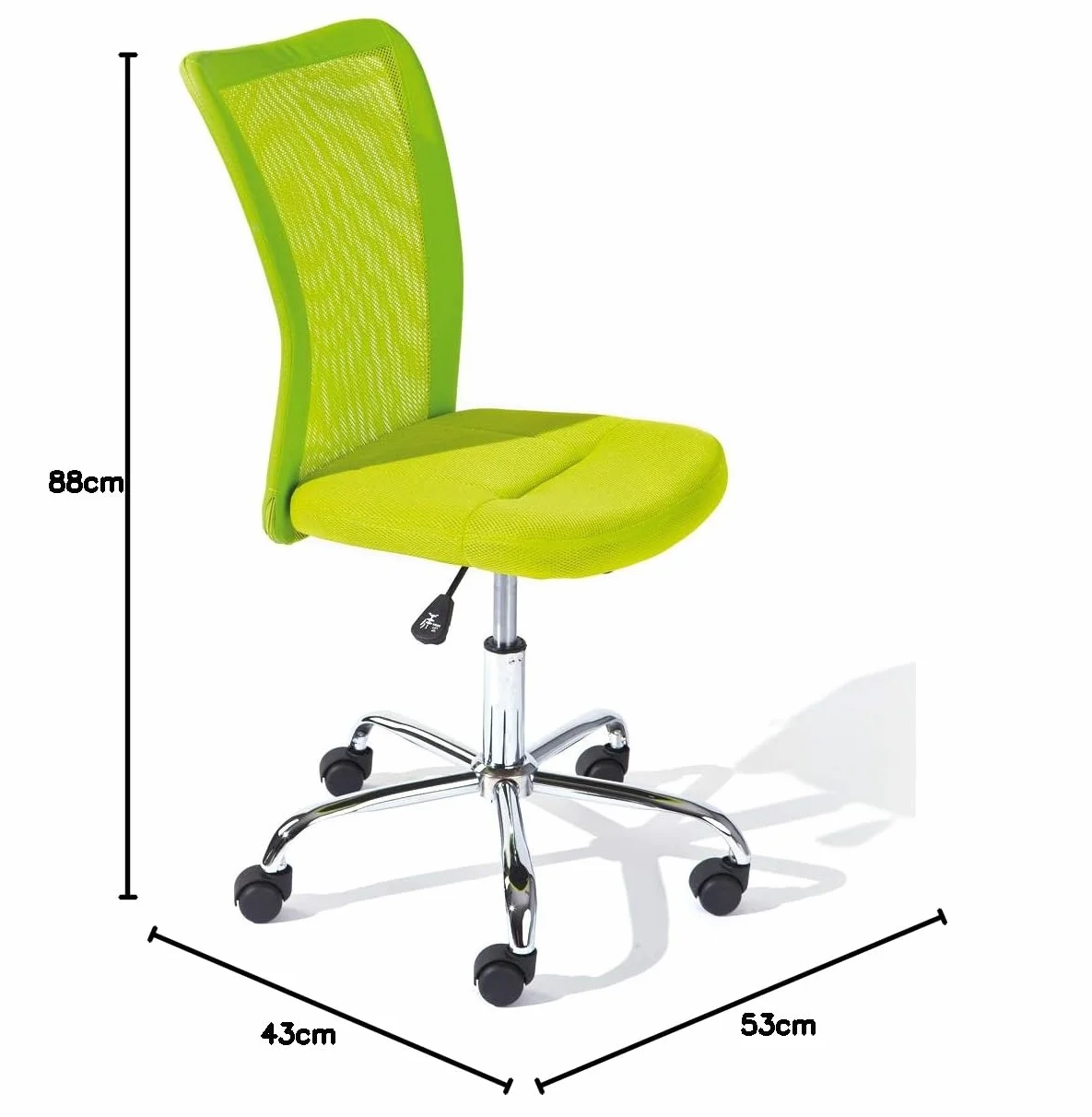 Inter Link - Krzesło do biurka dla dzieci - Ergonomiczne krzesło obrotowe - Regulowana wysokość - Chromowana metalowa podstawa - Oddychający pokrowiec z siatki - Obrót 360° - Zielony - Bonnie