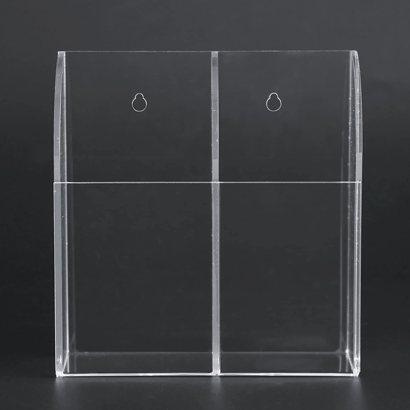 Akrylowe przezroczyste pudełko do przechowywania na piloty zdalnego sterowania organizer ścienny 2 kratki